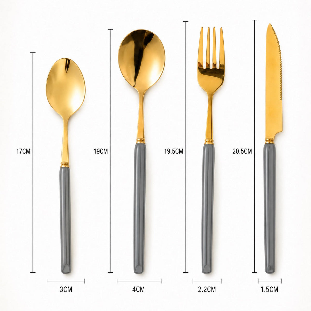 Marlowe 24-Piece Gold Cutlery Set – Pearl Grey