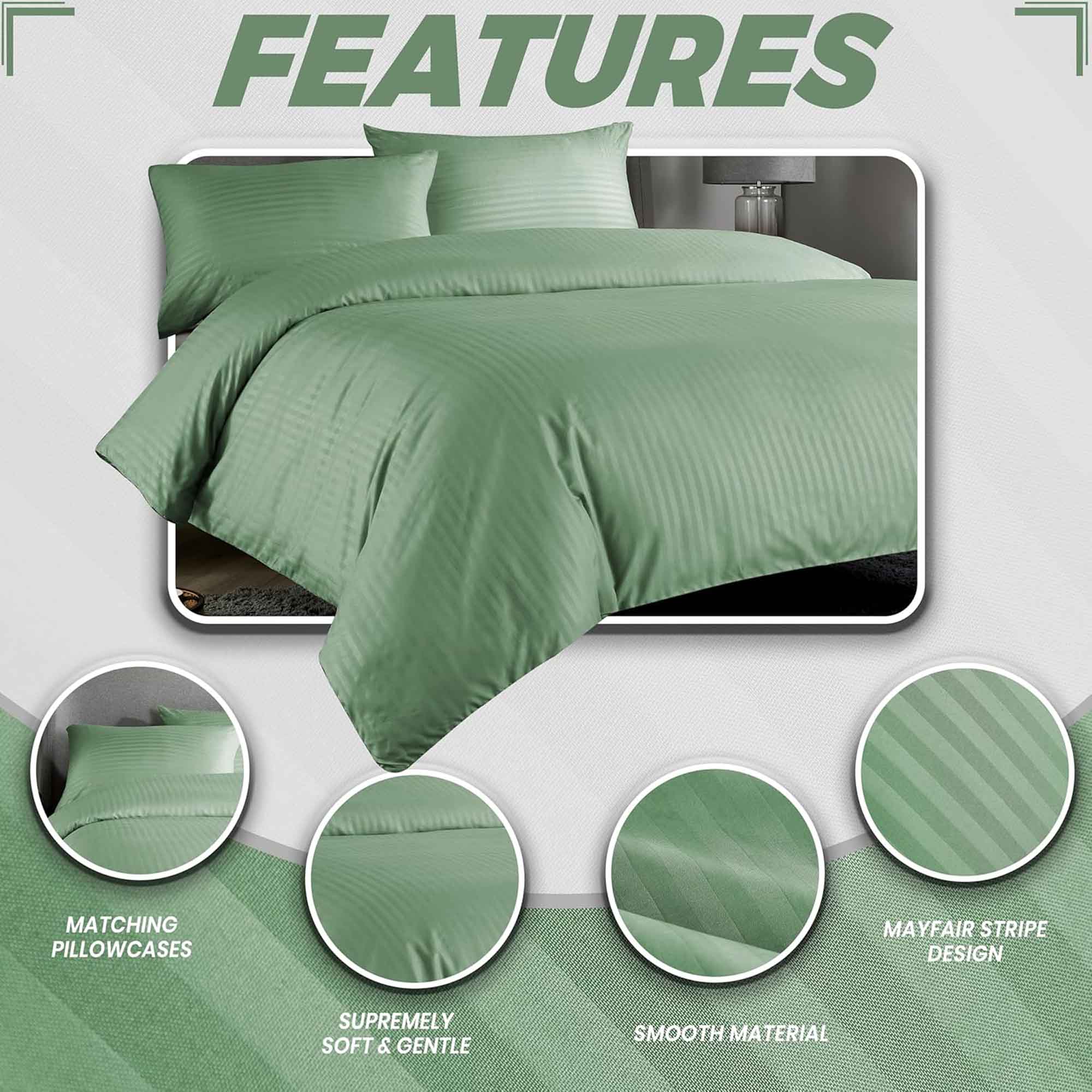 Mayfair Stripe Elegant Reversible Satin Duvet Cover Set with Comforter Multiple Sizes & Colours Luxurious Bedding Collection by OLIVIA ROCCO