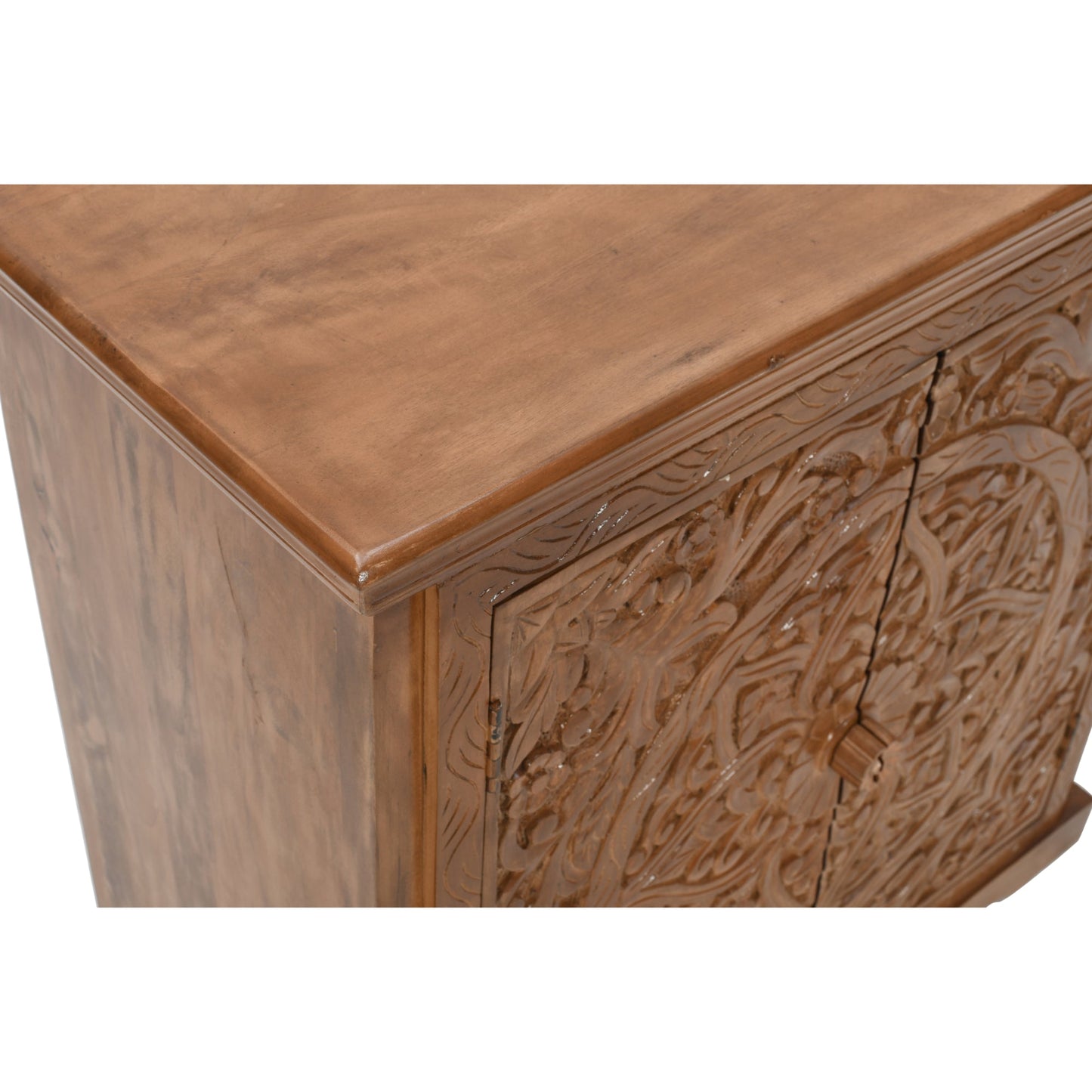 Carved Mango Wood Sideboard With 2 Doors
