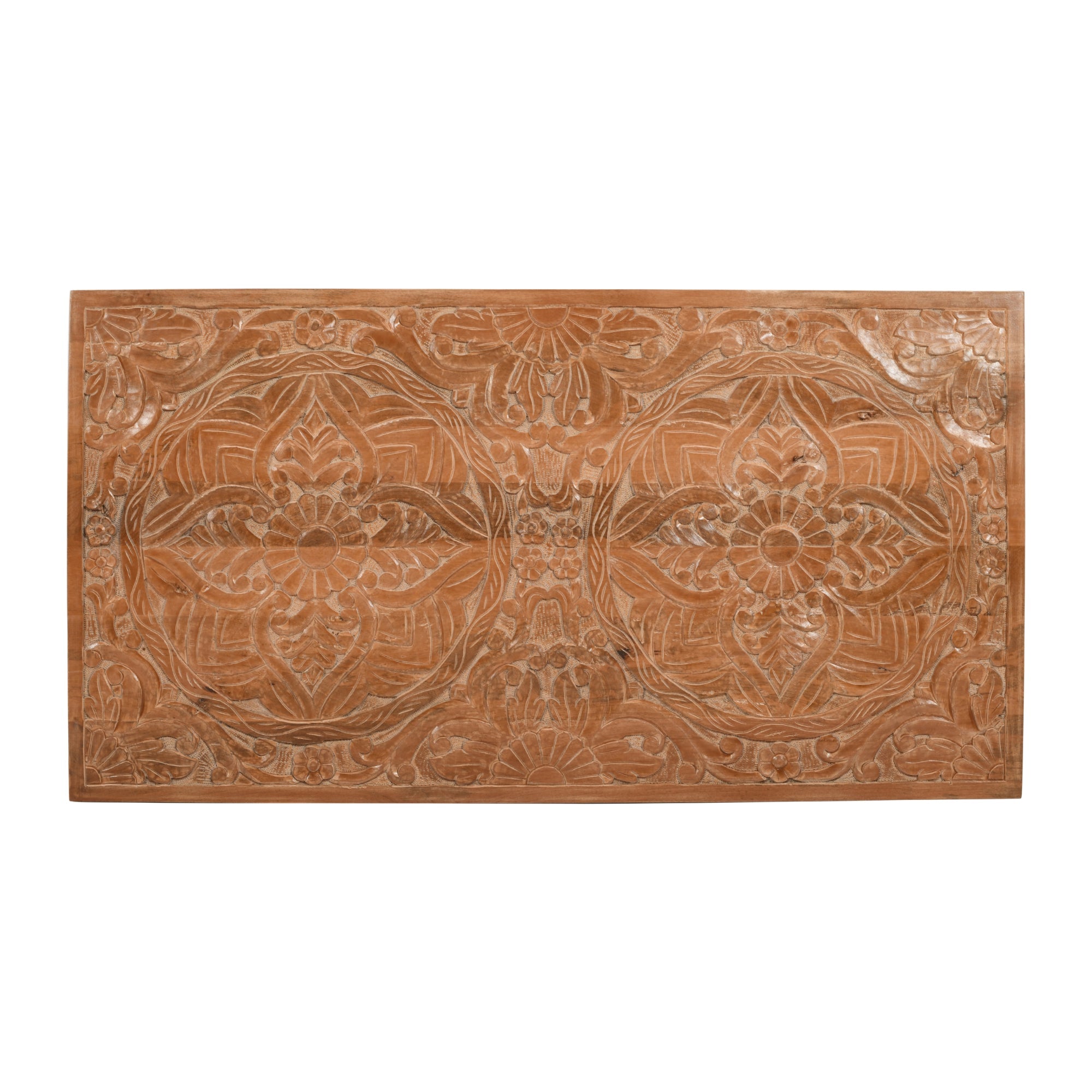 Carved Mango Wood Bed Frame Headboard