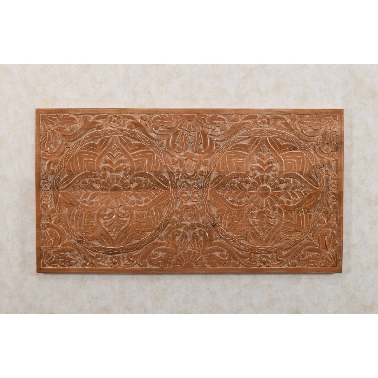 Carved Mango Wood Bed Frame Headboard