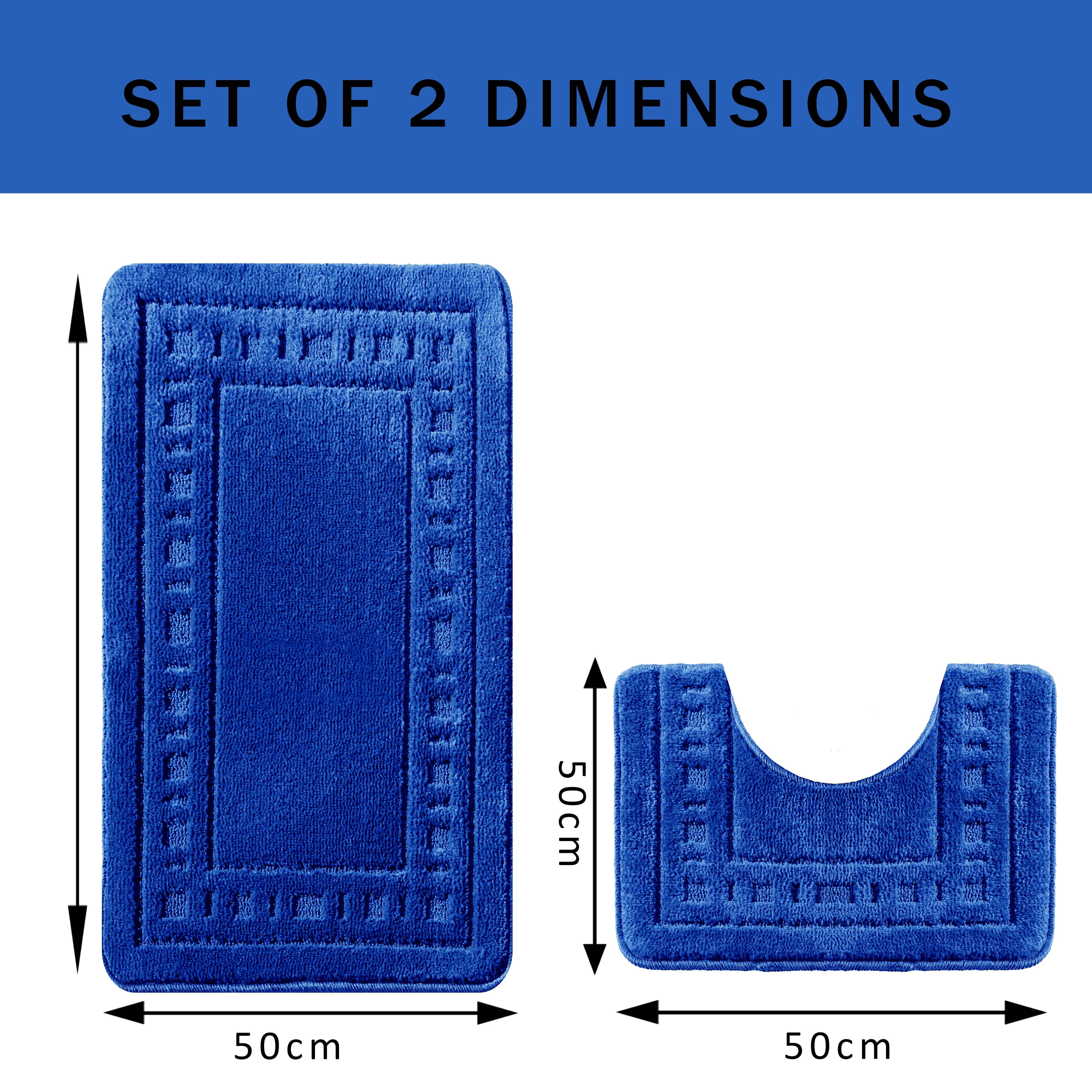 Miami 2 Piece Royal Blue Bath Mat & Pedestal Set Non-Slip Soft & Absorbent Bathroom Mat Set for Comfort & Safety by OLIVIA ROCCO