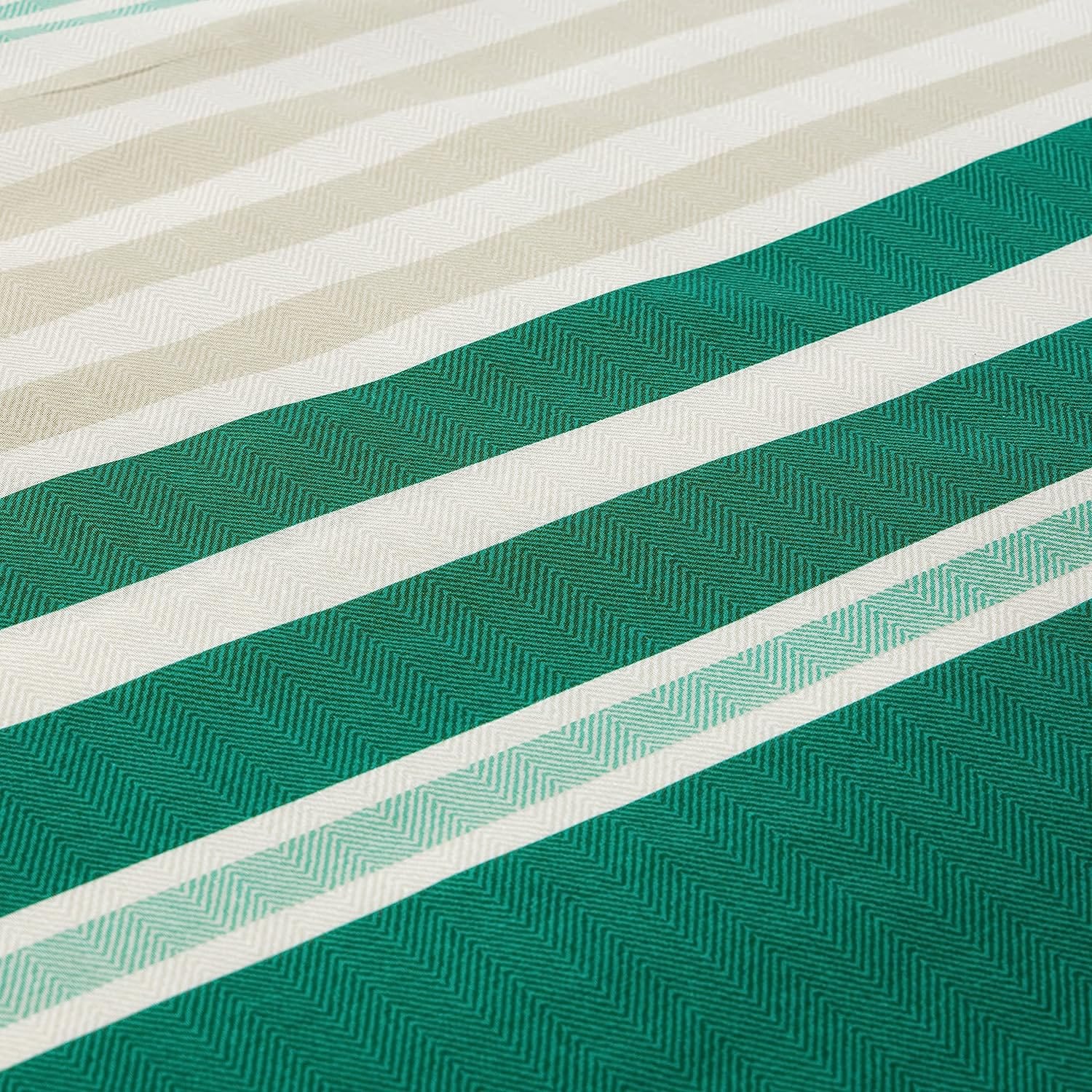 Miami Stripes Reversible Duvet Cover Set Hypoallergenic High-Quality Cotton Blend Bedding Available in Grey Natural Green Multiple Sizes by OLIVIA ROCCO