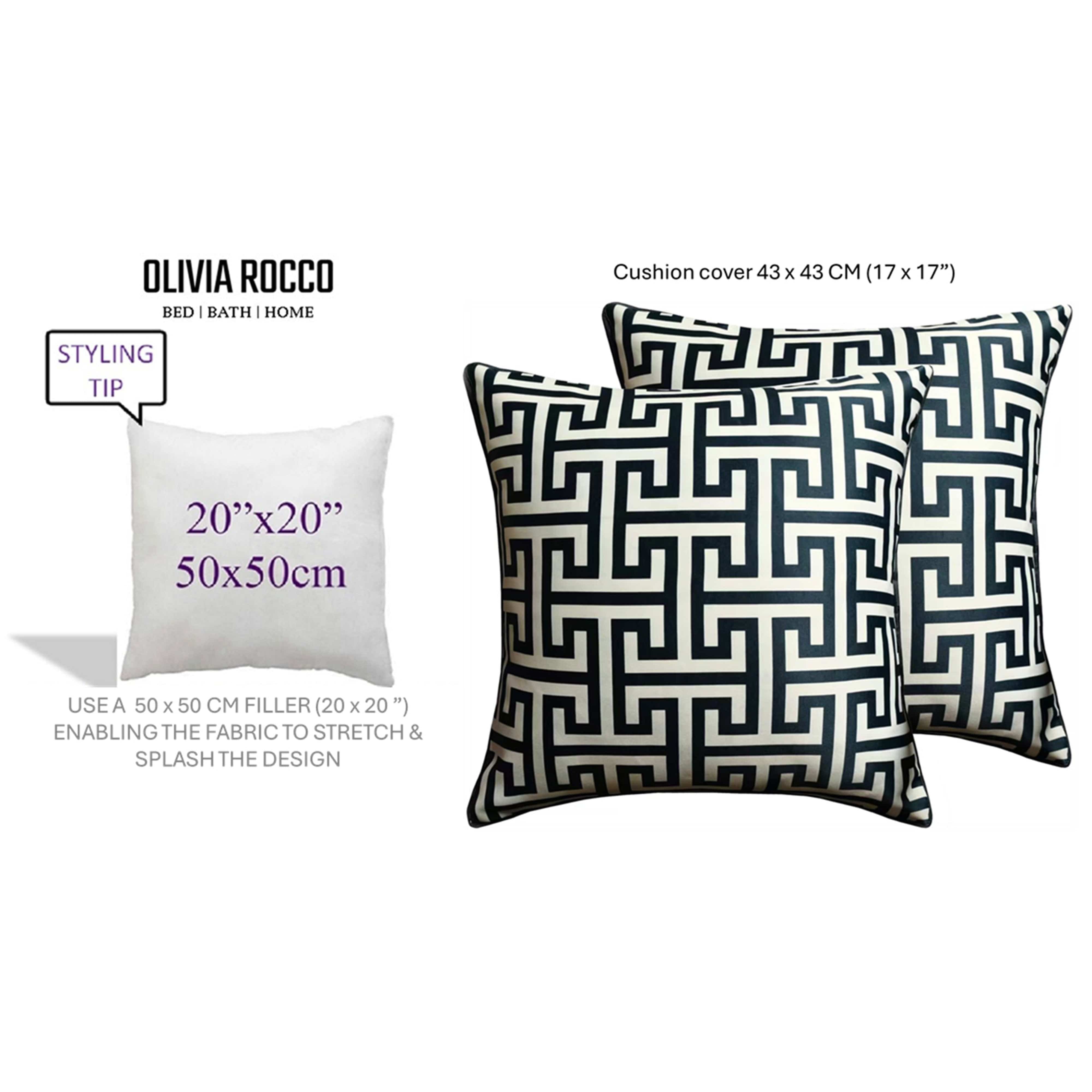 Milano Black 2 Pack Scatter Cushion Covers Soft Touch Decorative Throw Pillows with Hidden Zipper for Sofa or Bed by OLIVIA ROCCO
