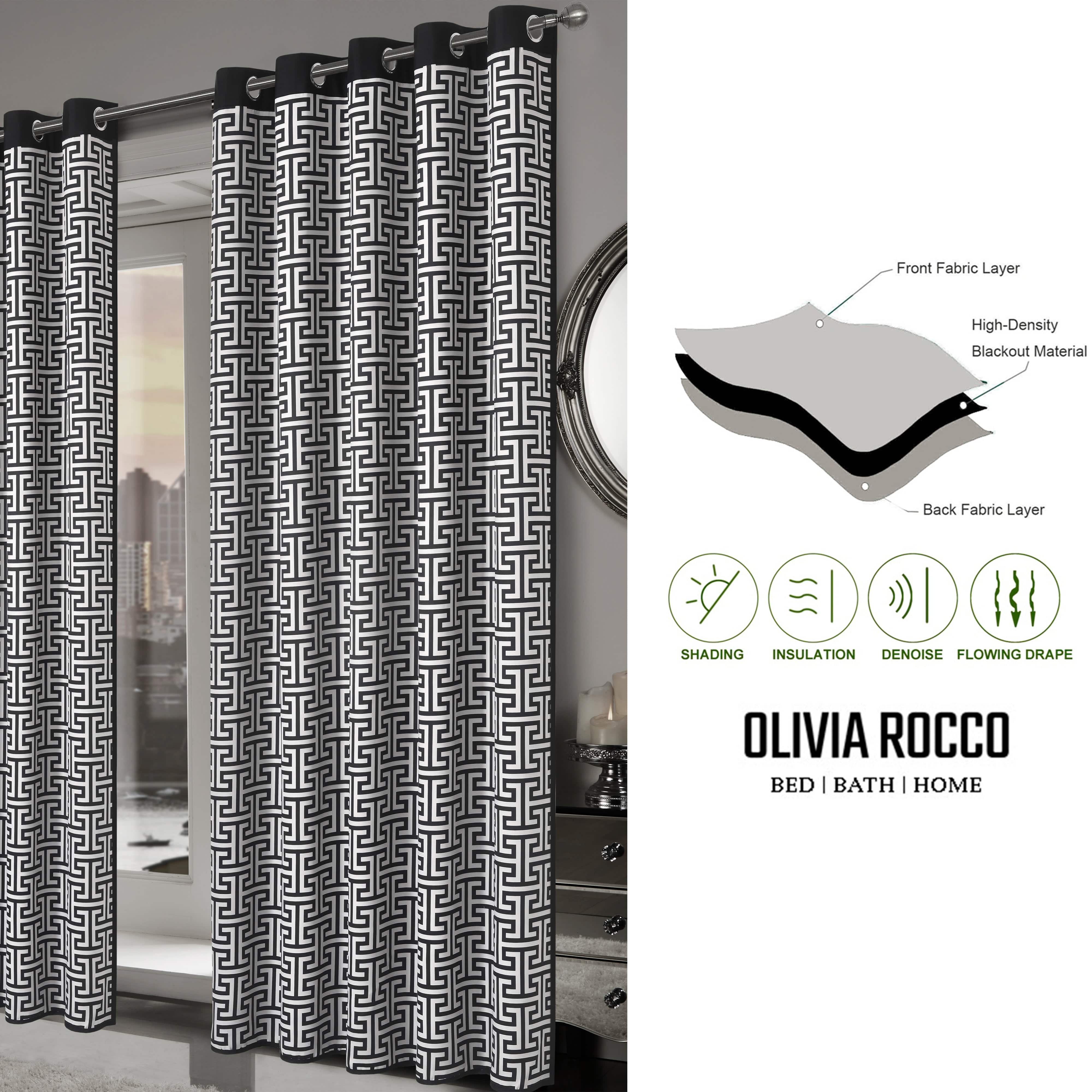 Milano Geometric Blackout Curtains Thermal Insulated Eyelet Pair Light-Blocking Window Drapes for Stylish Home Decor by OLIVIA ROCCO