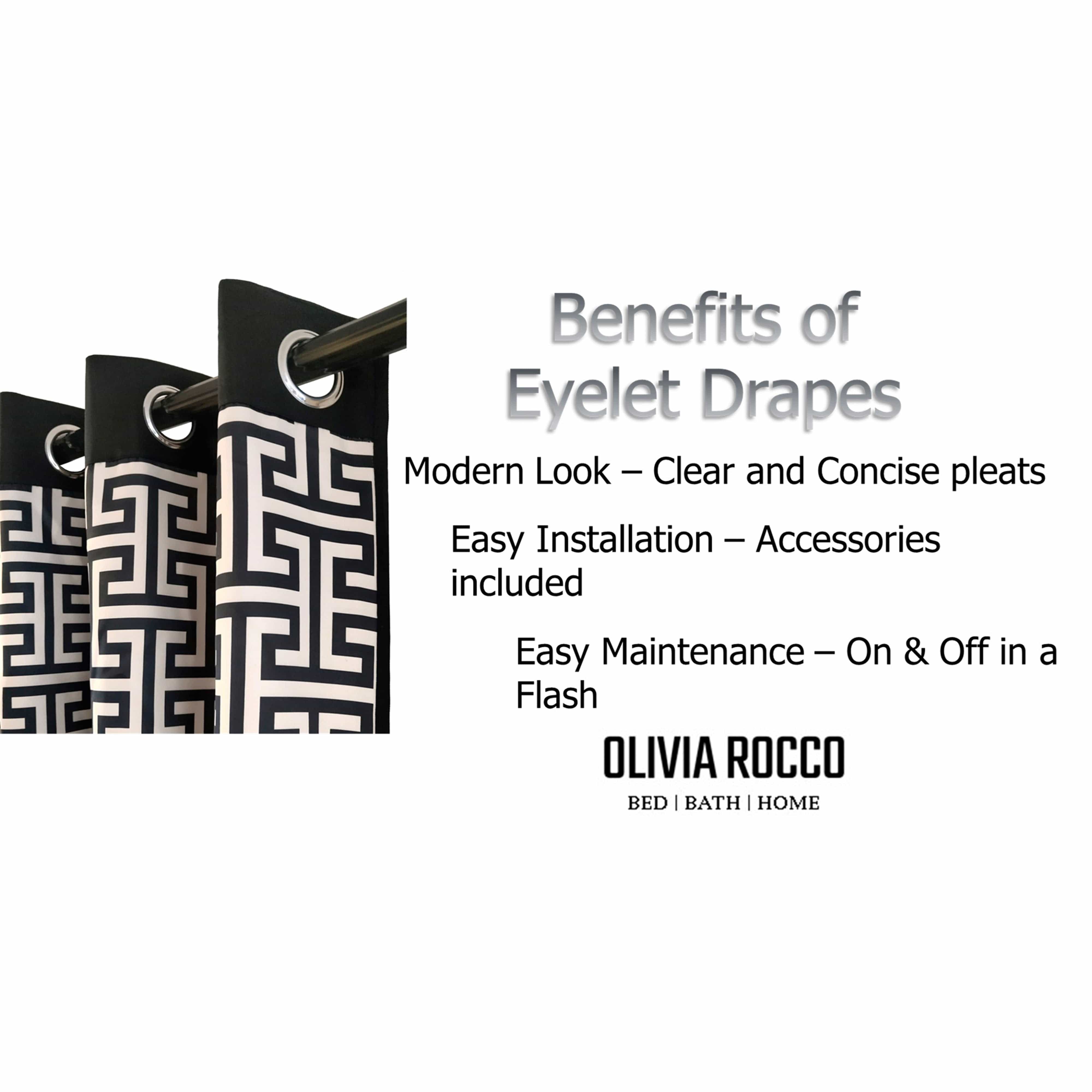 Milano Geometric Blackout Curtains Thermal Insulated Eyelet Pair Light-Blocking Window Drapes for Stylish Home Decor by OLIVIA ROCCO