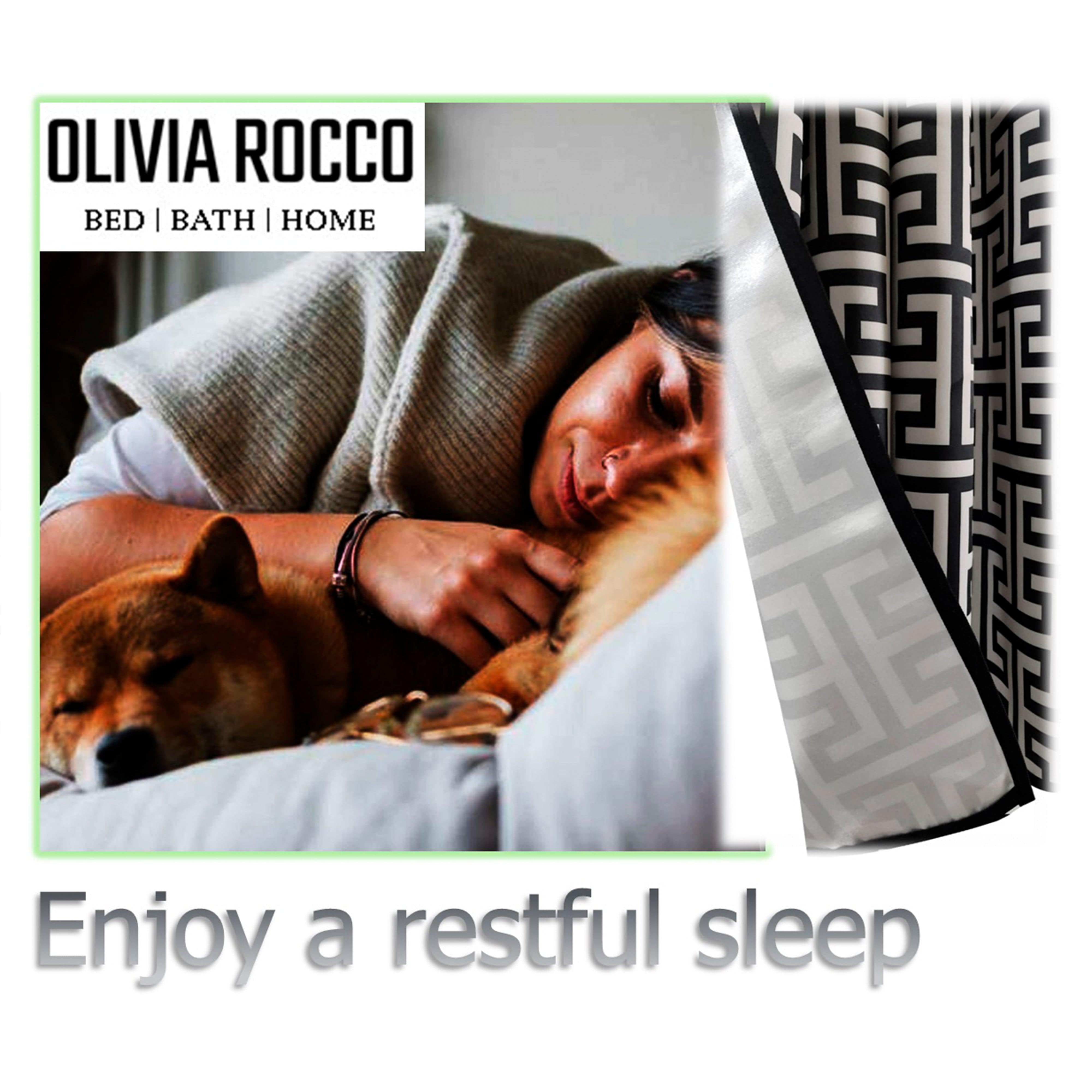 Milano Geometric Blackout Curtains Thermal Insulated Eyelet Pair Light-Blocking Window Drapes for Stylish Home Decor by OLIVIA ROCCO