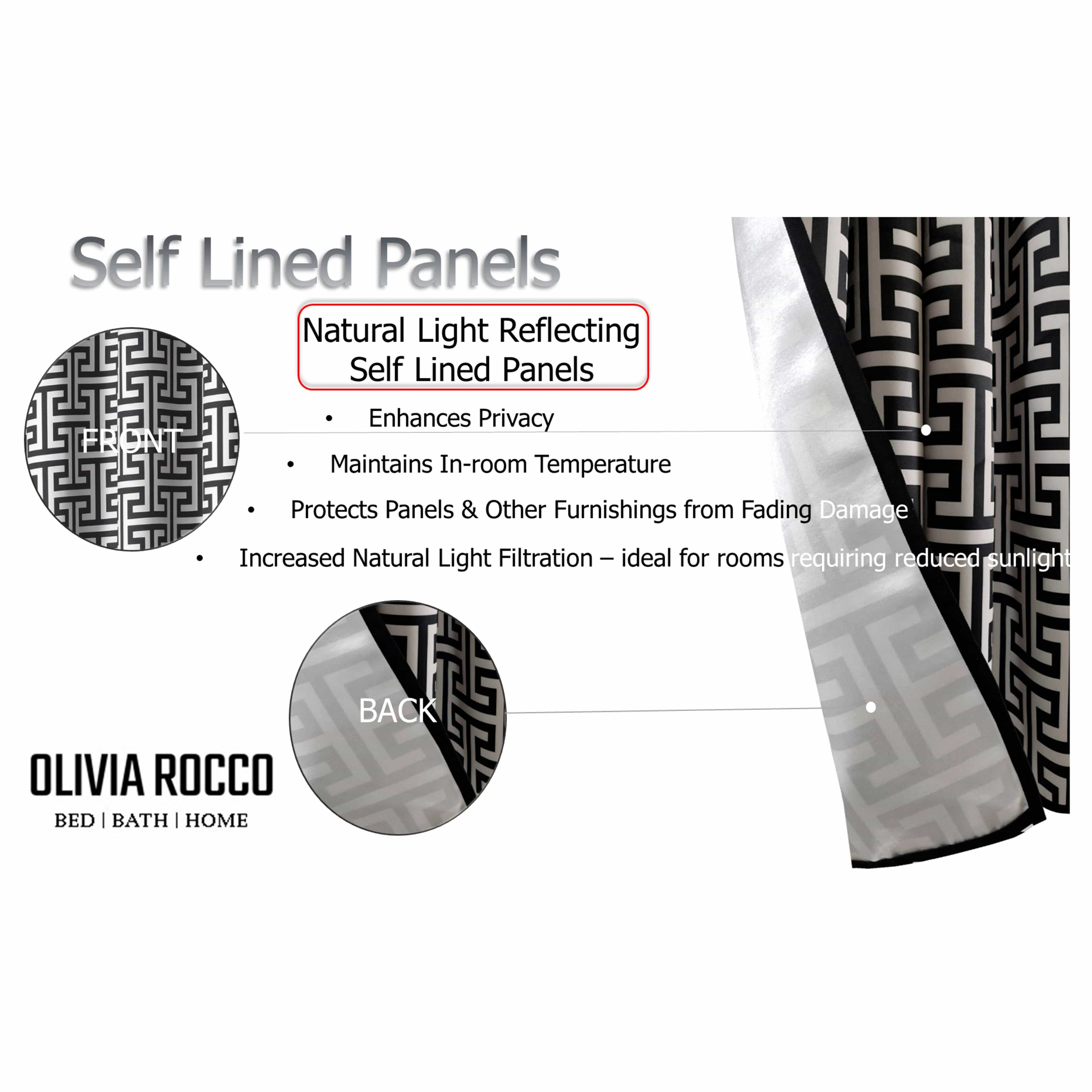 Milano Geometric Blackout Curtains Thermal Insulated Eyelet Pair Light-Blocking Window Drapes for Stylish Home Decor by OLIVIA ROCCO