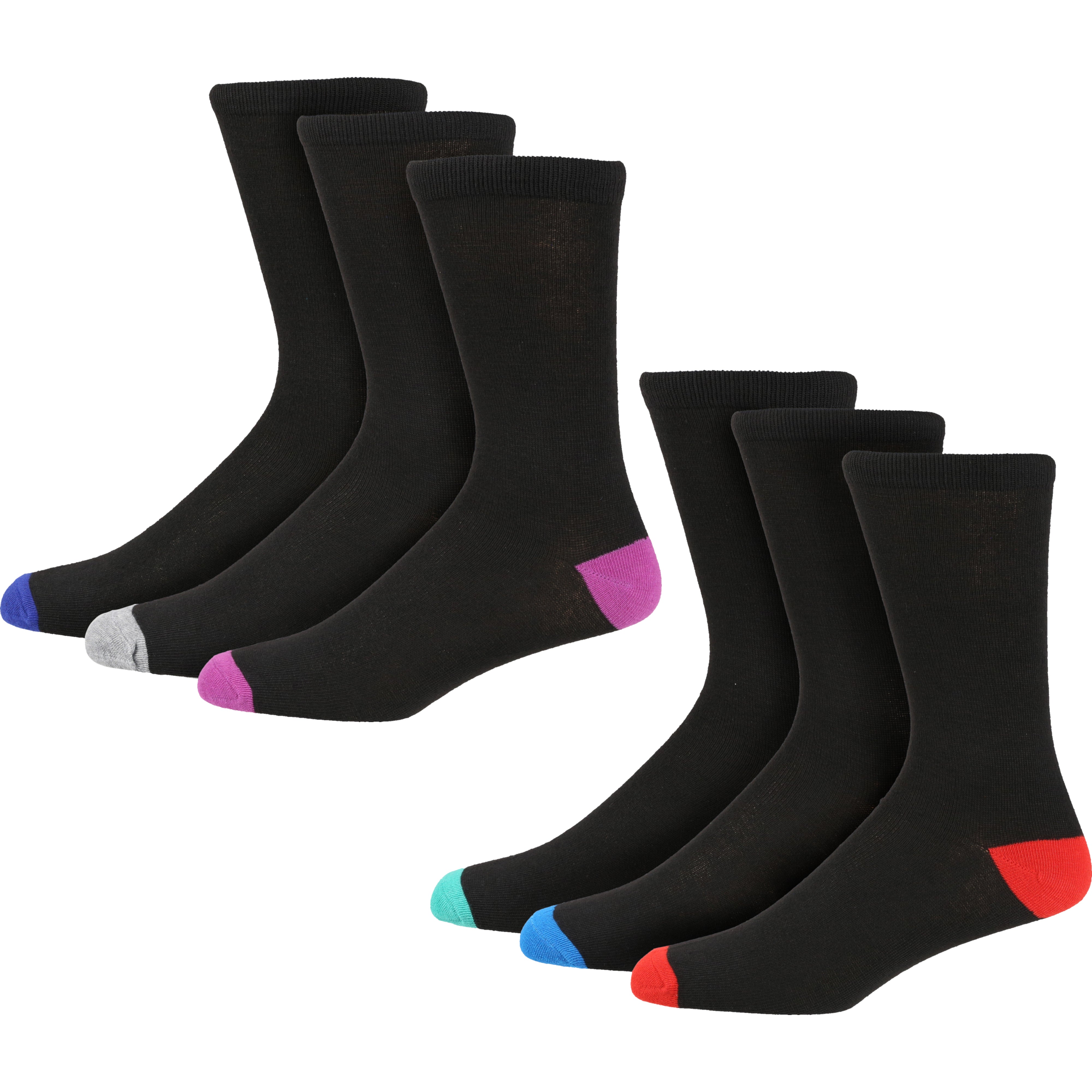 Contrast Coloured 3 Pairs Lightweight Elasticated Socks