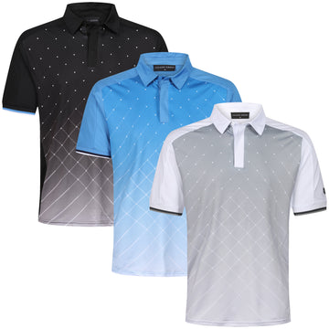 Island Green Geometric Print Golf Sport Polo Shirt