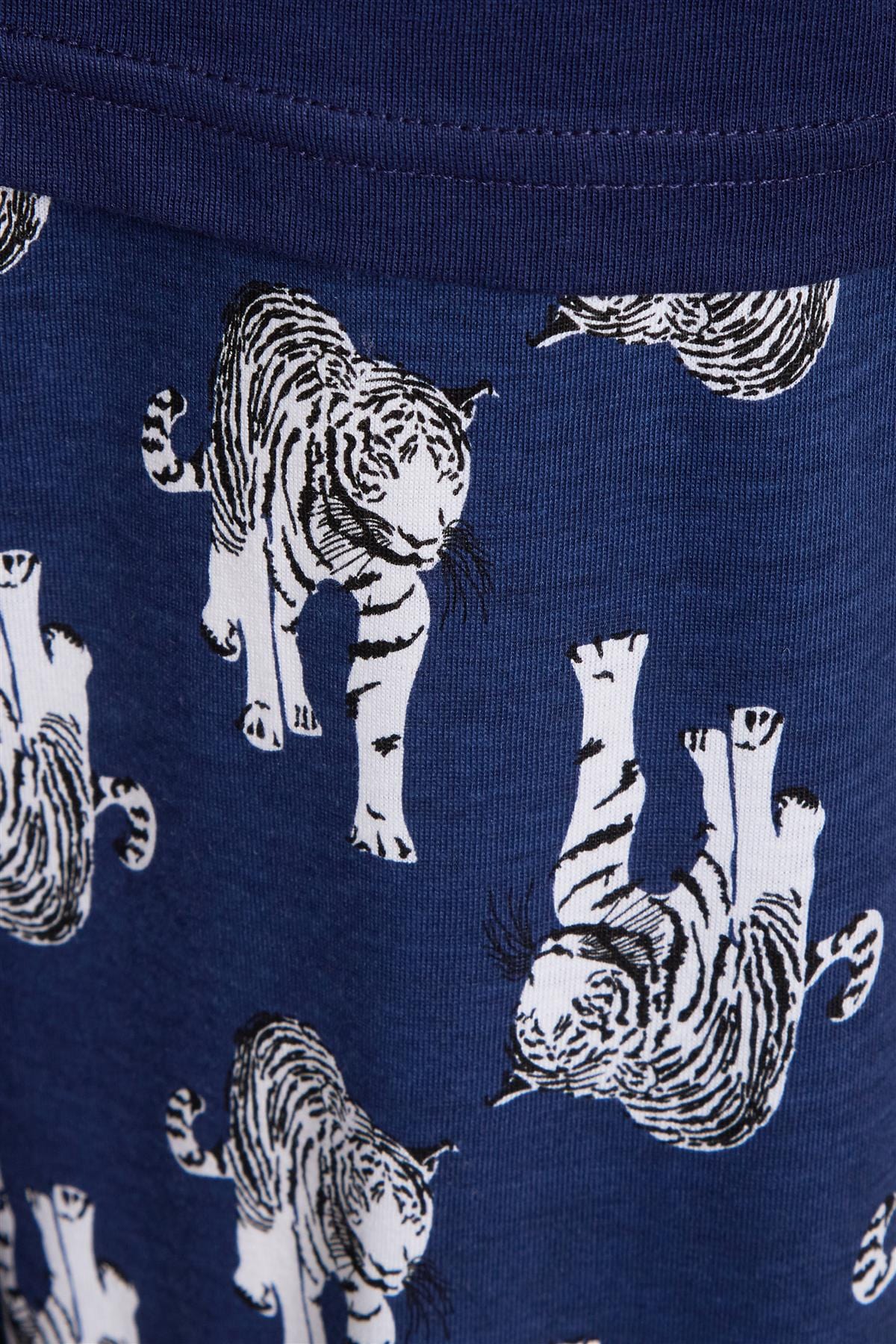 Navy Tiger Print Cotton Pyjama Set for Women 100% Soft Cotton Relaxed Fit Nightwear Perfect for Lounging and Sleeping Multiple Sizes Available by Daisy Dreamer