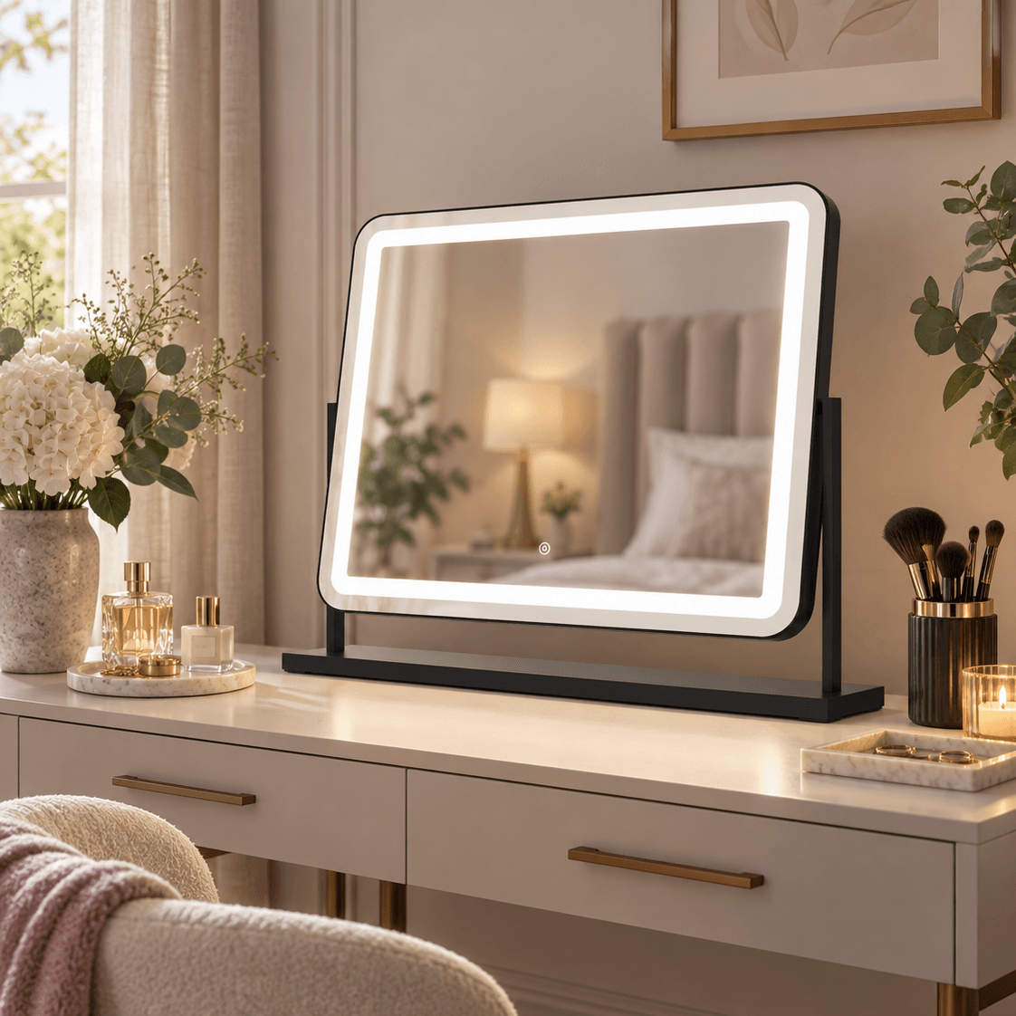 Noir Matt Black LED Vanity Mirror with Lights