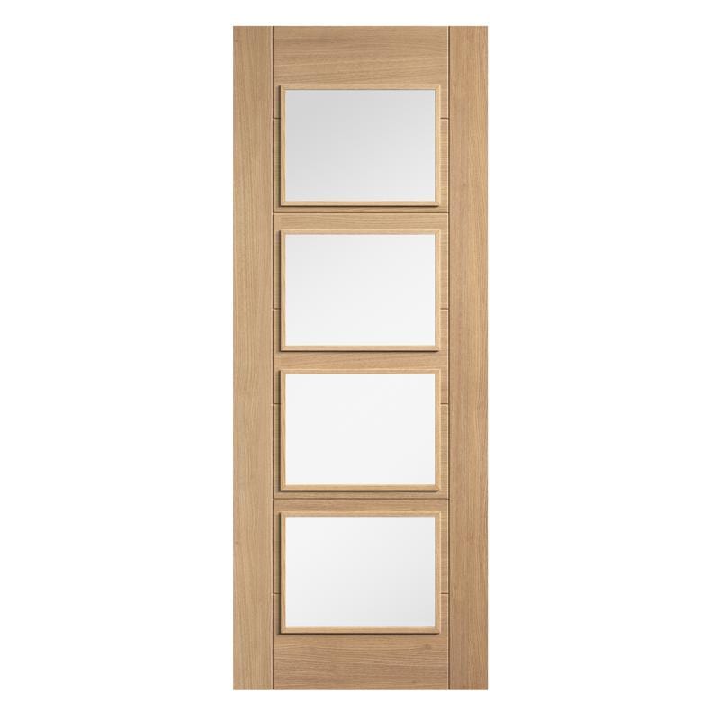 Oak Carini 4 Clear Light Panel Pre-Finished Internal - 1981mm x 838mm