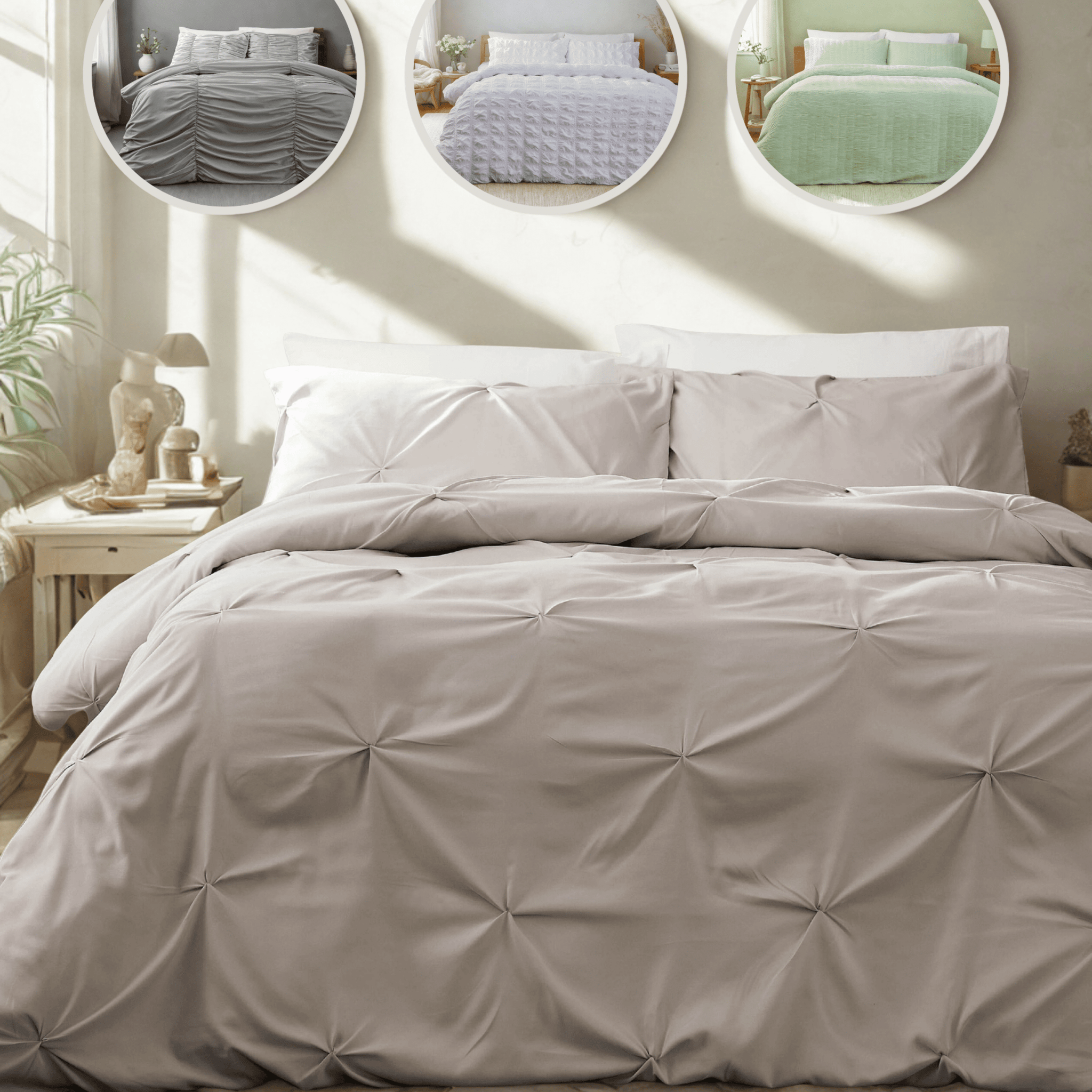 OLIVIA ROCCO Textured Pintuck Ruffles Pleated Microfibre Duvet Cover Sets with Pillowcases Soft Breathable Easy Care Bedding Set Quilt Covers