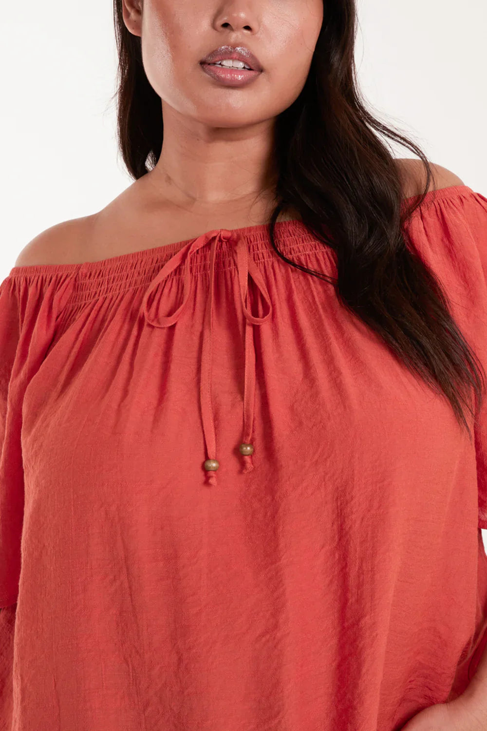 Curve Shirred Front Bardot Swing Top – Size 18–20