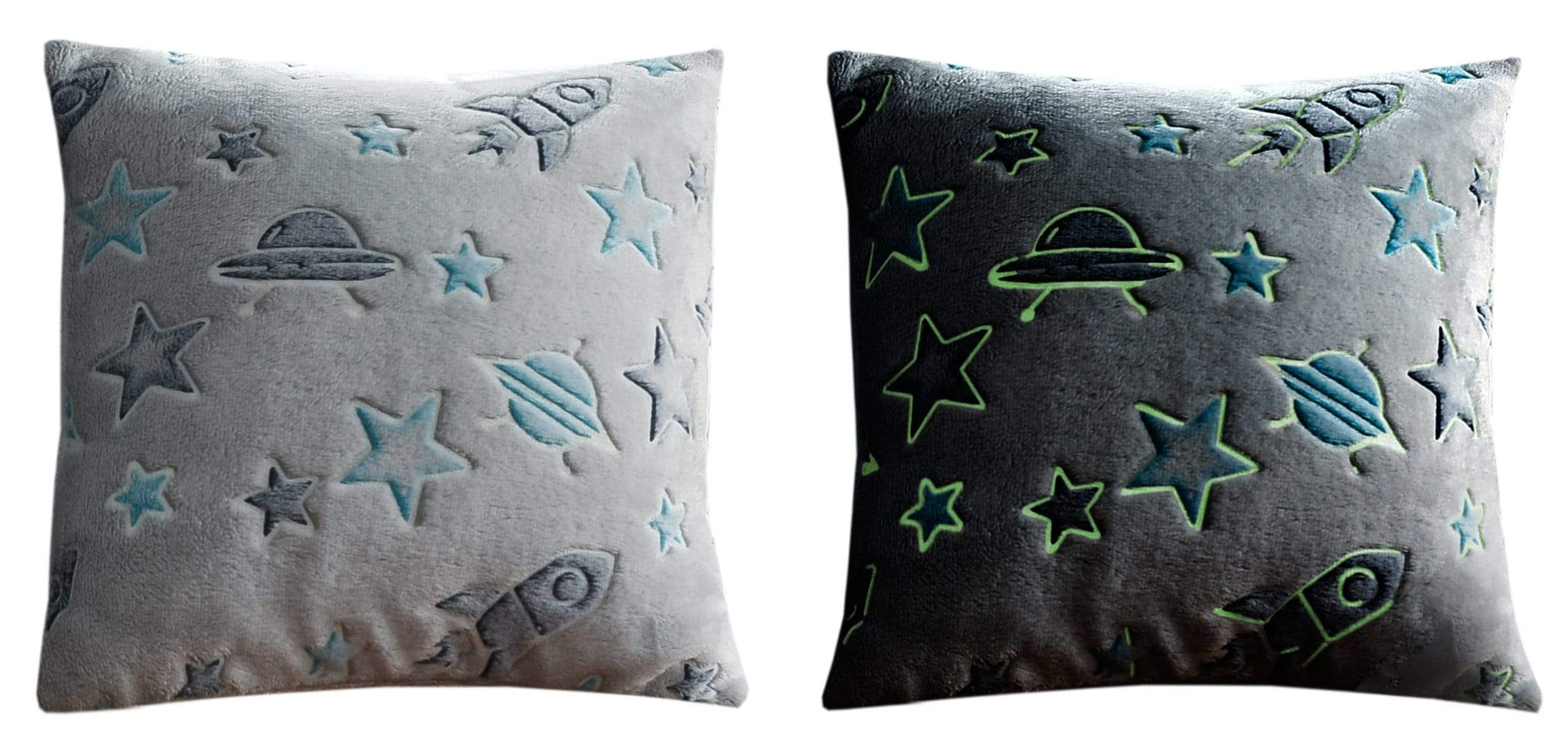 Outer Space Glow In The Dark Astronaut and Rocket Teddy Fleece Duvet Set for Children, OEKO-TEX Certified Bedding Perfect for Winter by OLIVIA ROCCO