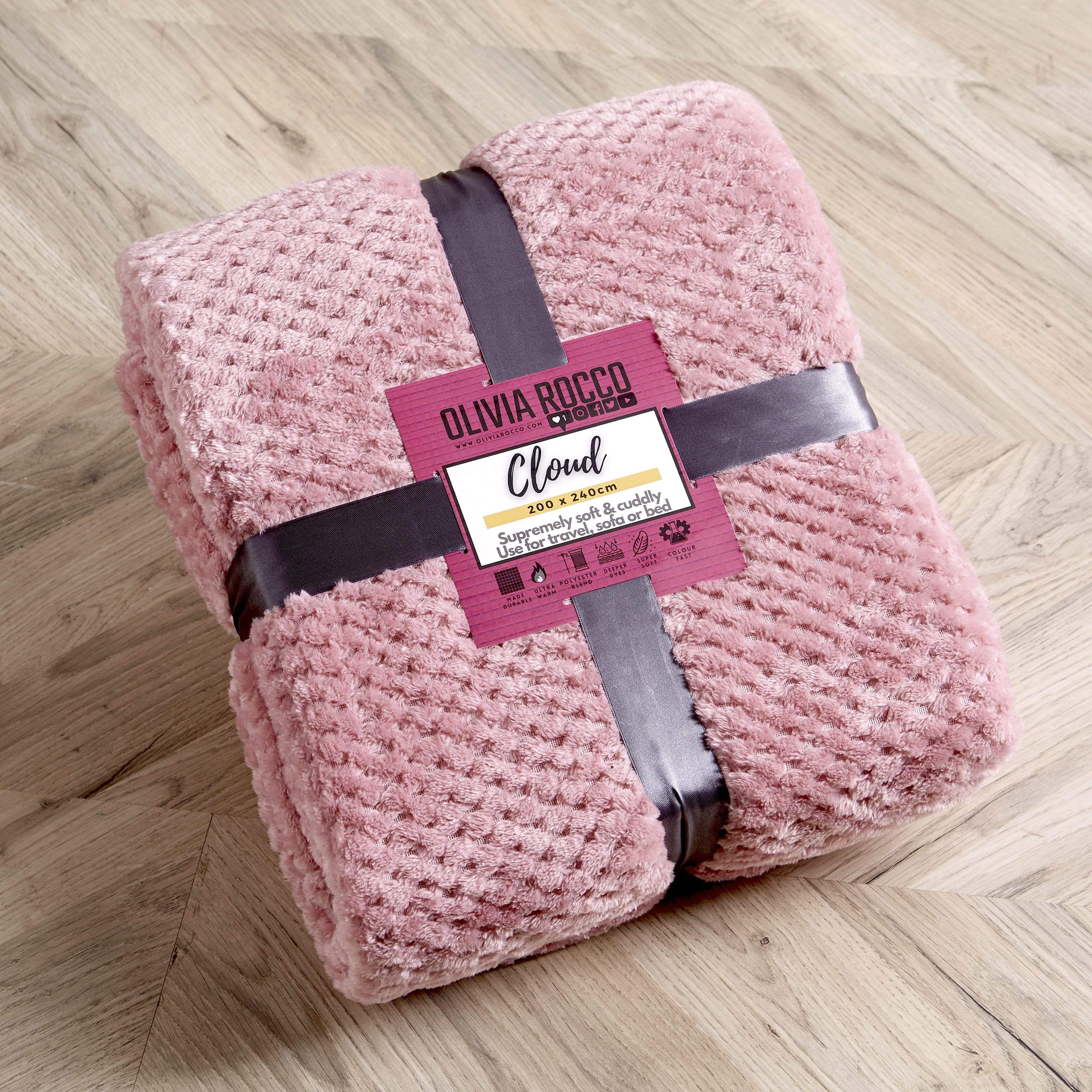 Oversized Chunky Soft Fleece Blanket Cloud Throw Faux Fur Polyester Blend Warm Stylish Home Decor Double King Beds Sofas by OLIVIA ROCCO