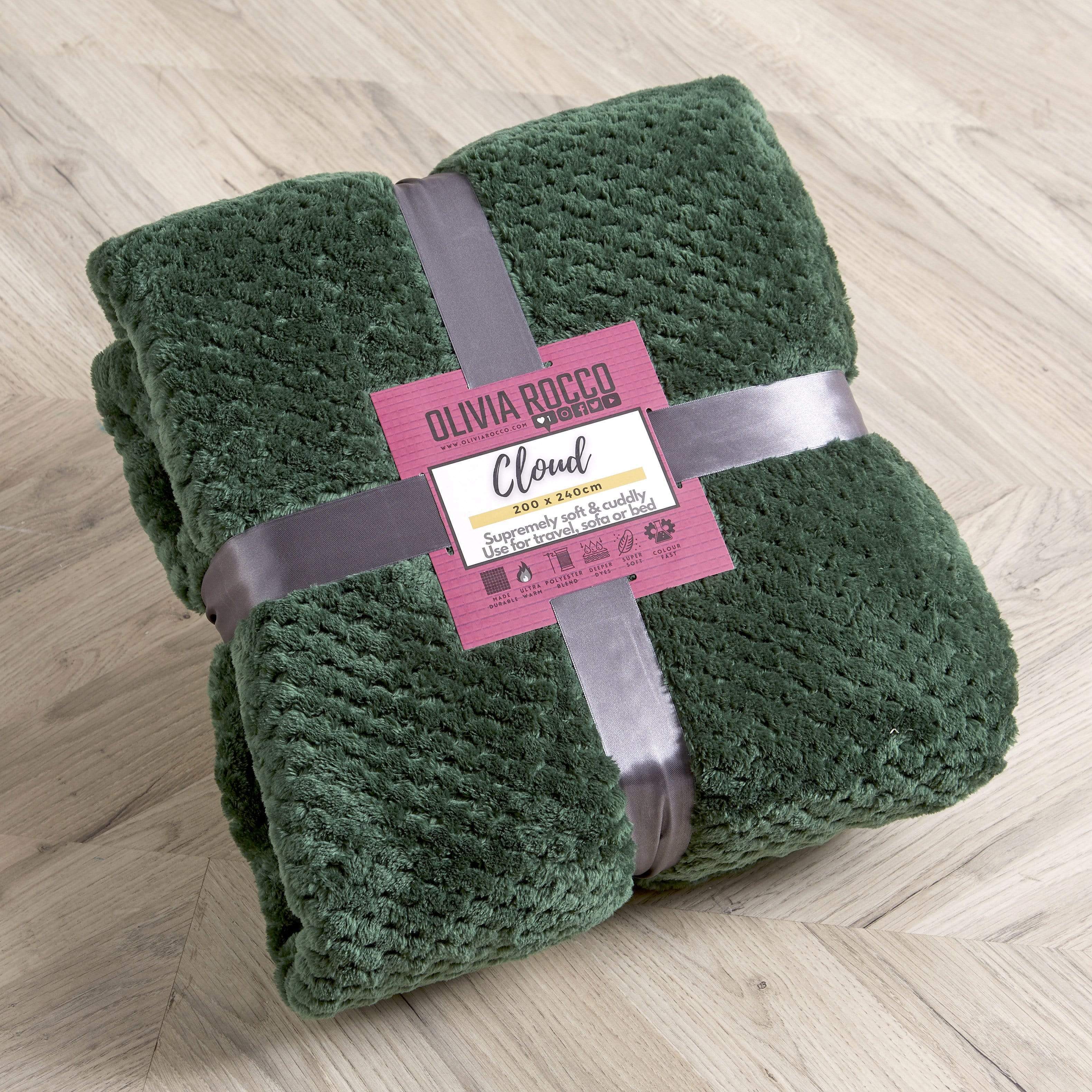 Oversized Chunky Soft Fleece Blanket Cloud Throw Faux Fur Polyester Blend Warm Stylish Home Decor Double King Beds Sofas by OLIVIA ROCCO