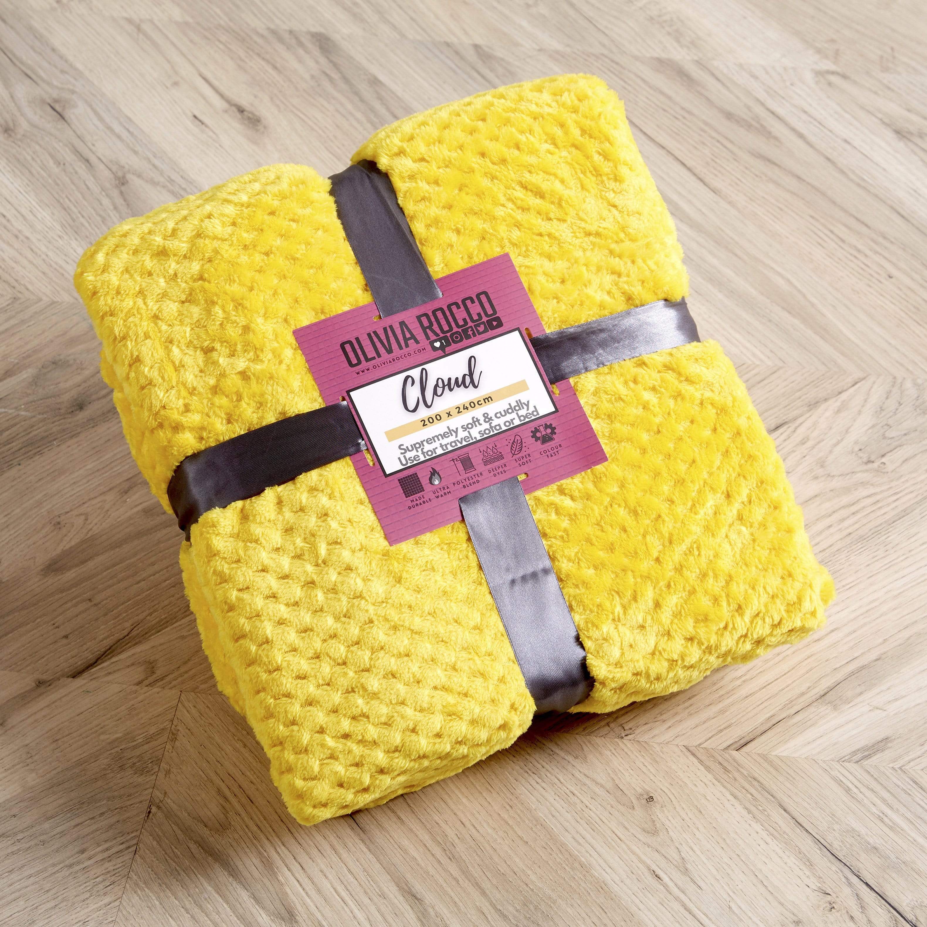 Oversized Chunky Soft Fleece Blanket Cloud Throw Faux Fur Polyester Blend Warm Stylish Home Decor Double King Beds Sofas by OLIVIA ROCCO