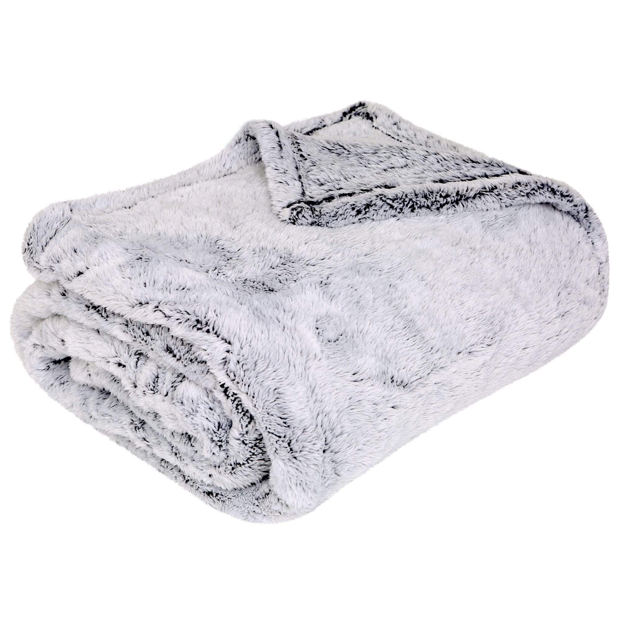 Oversized Grey Shimmer Super Soft Fleece Throw Blanket for Sofa Bed Home Decor Luxury by OLIVIA ROCCO