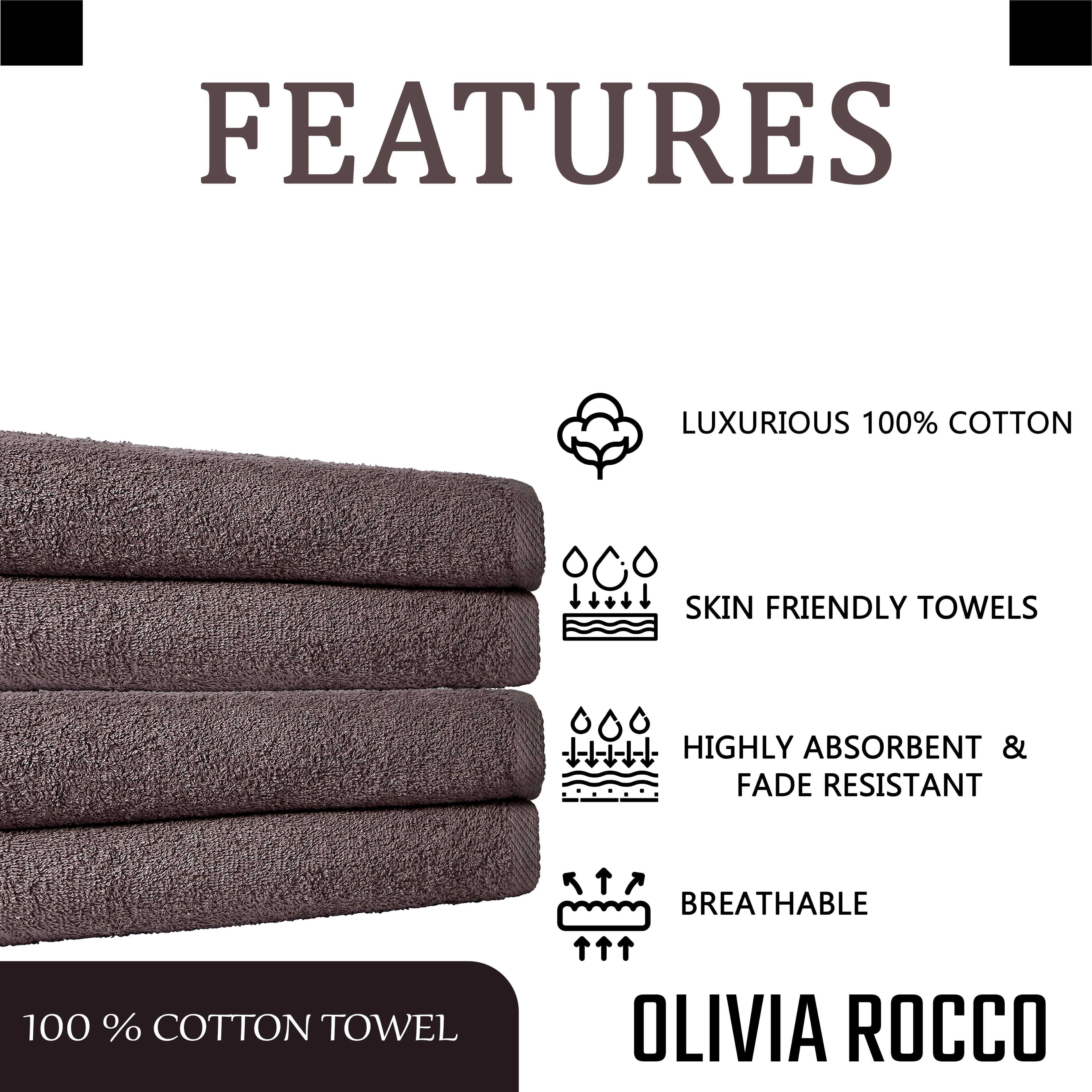 Pack of 4 Large Quick-Drying Lightweight Easycare Indus Valley Cotton Bath Sheets 80x140cm for Home Travel Gym Holidays Multiple Colours by OLIVIA ROCCO