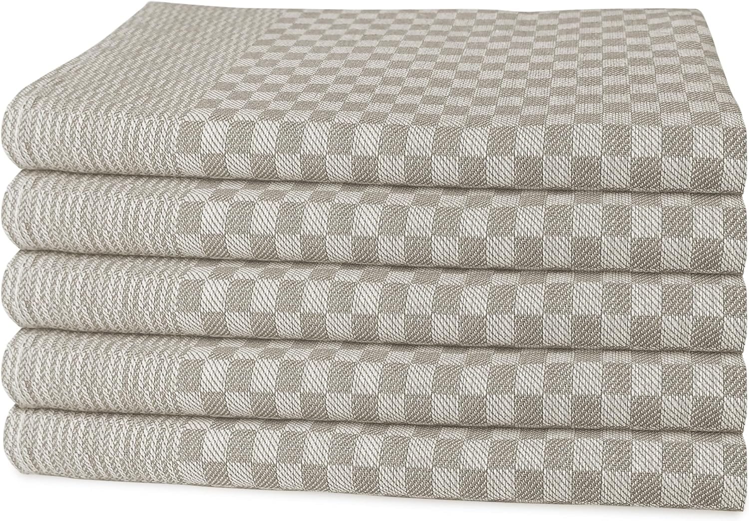 Pack of 5 Large Super Absorbent 100 Percent Cotton Tea Towels Quick Dry Durable Check Pattern Dish Cloths for Kitchen Home and Professional Use by OLIVIA ROCCO