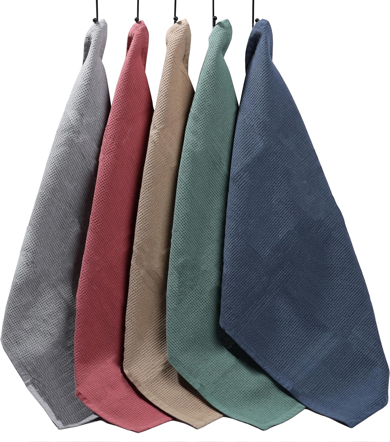 5 Pack Ultra Absorbent Waffle Kitchen Tea Towels High-Quality Soft Cotton Assorted Colours Durable for Home and Catering Use by OLIVIA ROCCO