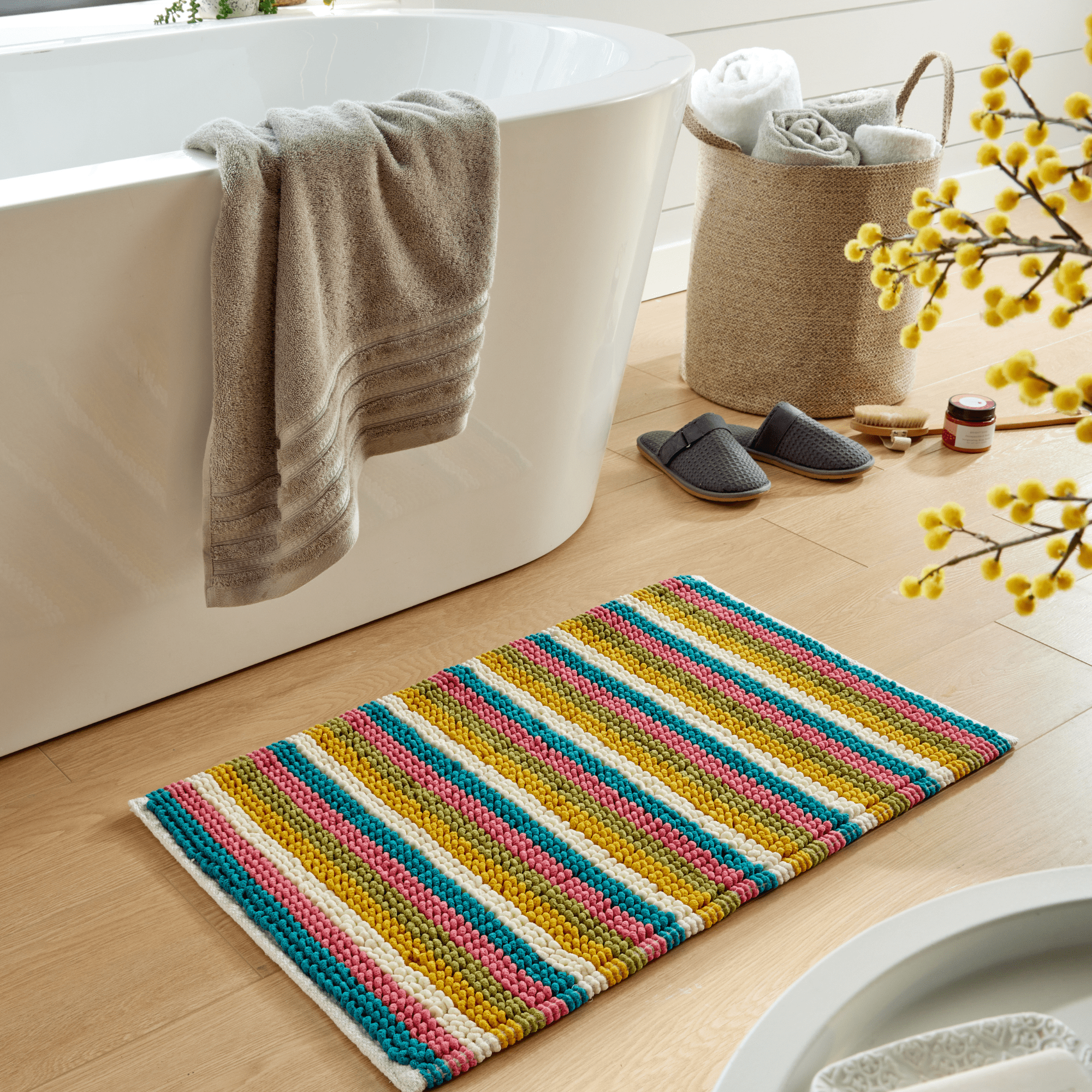 Padstow Super Soft Absorbent Stripe Bathmat 50 x 80 cm Quick-Drying Anti-Slip Durable Bathroom Accessory by OLIVIA ROCCO
