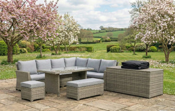 Palma Grey Rattan Garden Lounge Set, Cover and Cushion Box Bundle