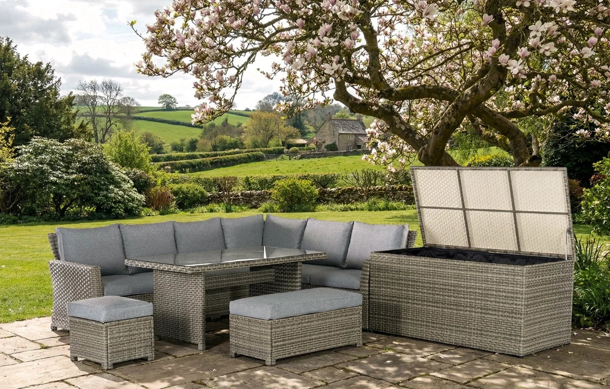 Palma Grey Rattan Garden Lounge Set and Cushion Box Bundle