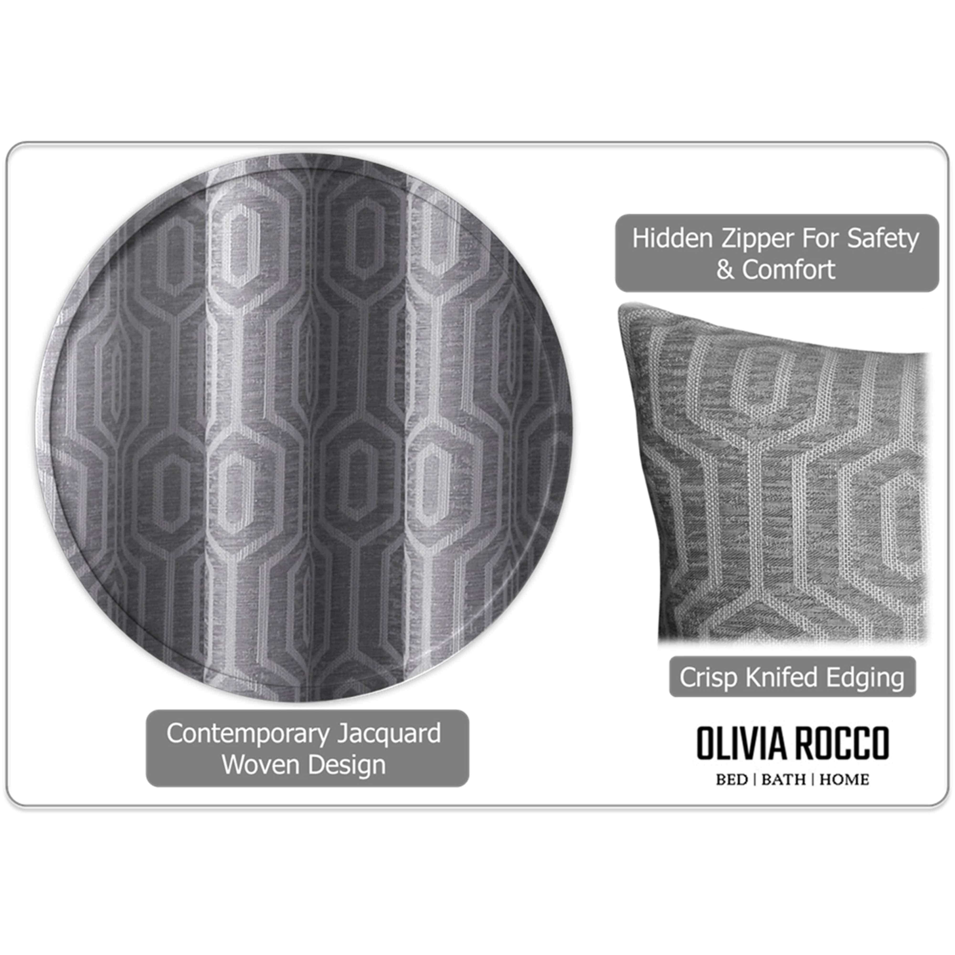 Paris Cushion Covers 2 Pack Modern Grey Decorative Square Scatter Cushions with Invisible Zipper for Sofa & Bed by OLIVIA ROCCO