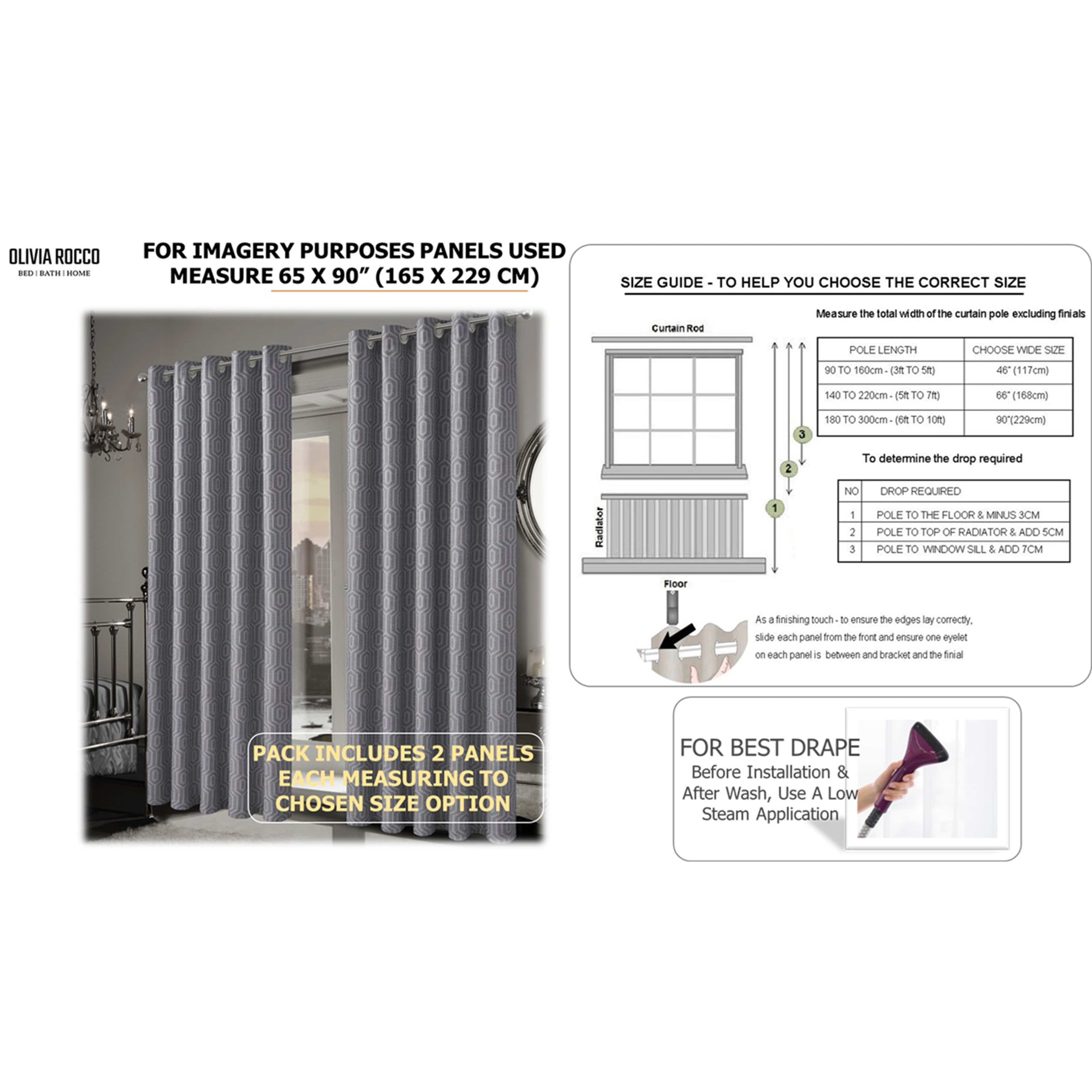 Paris Eyelet Jacquard Curtains Grey Geometric Pattern Thermal Insulated Light Blocking for Bedroom Lounge by OLIVIA ROCCO