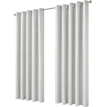 Paris Eyelet Jacquard Curtains Natural Geometric Pattern Thermal Insulated Light Blocking for Bedroom Lounge by OLIVIA ROCCO