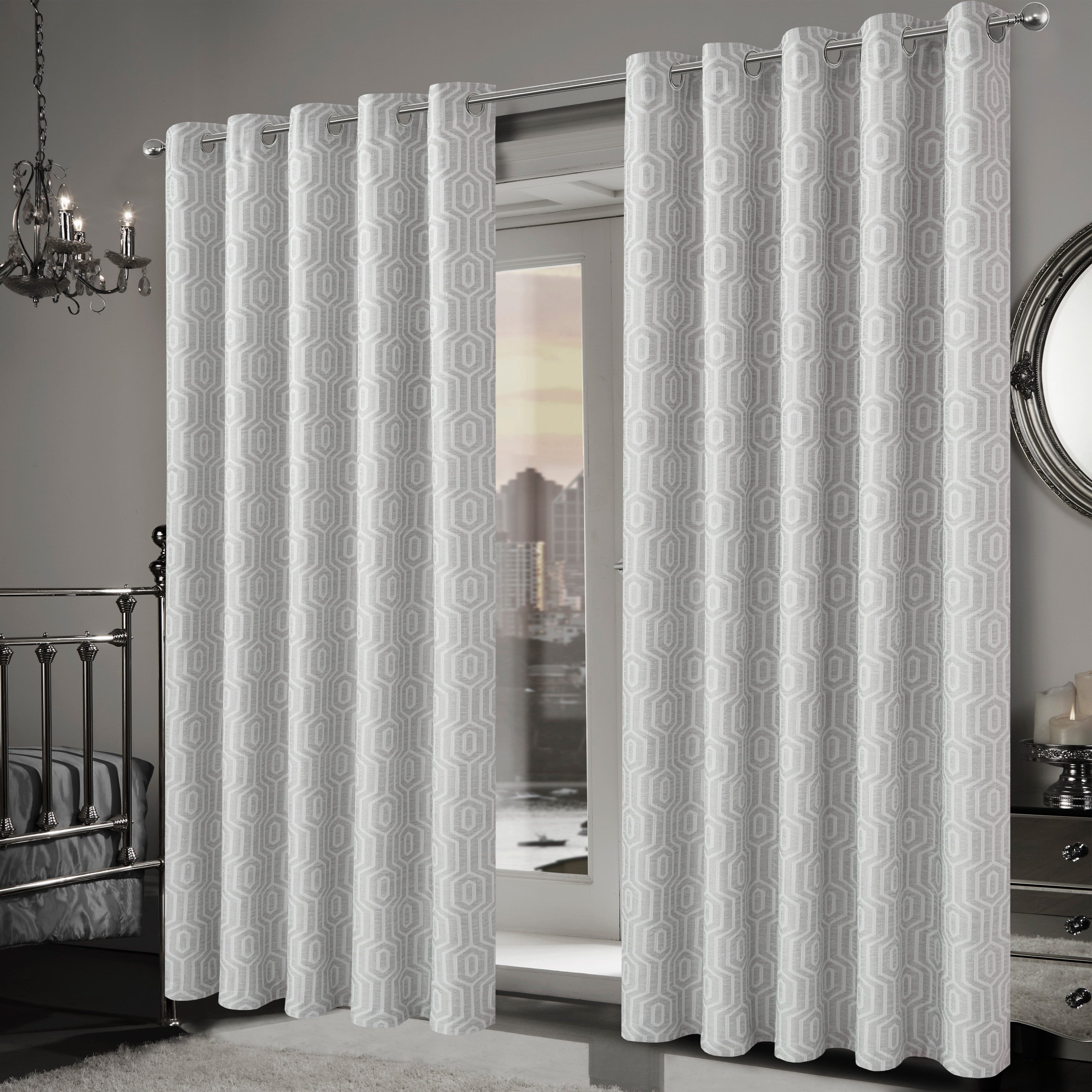 Paris Eyelet Jacquard Curtains Natural Geometric Pattern Thermal Insulated Light Blocking for Bedroom Lounge by OLIVIA ROCCO