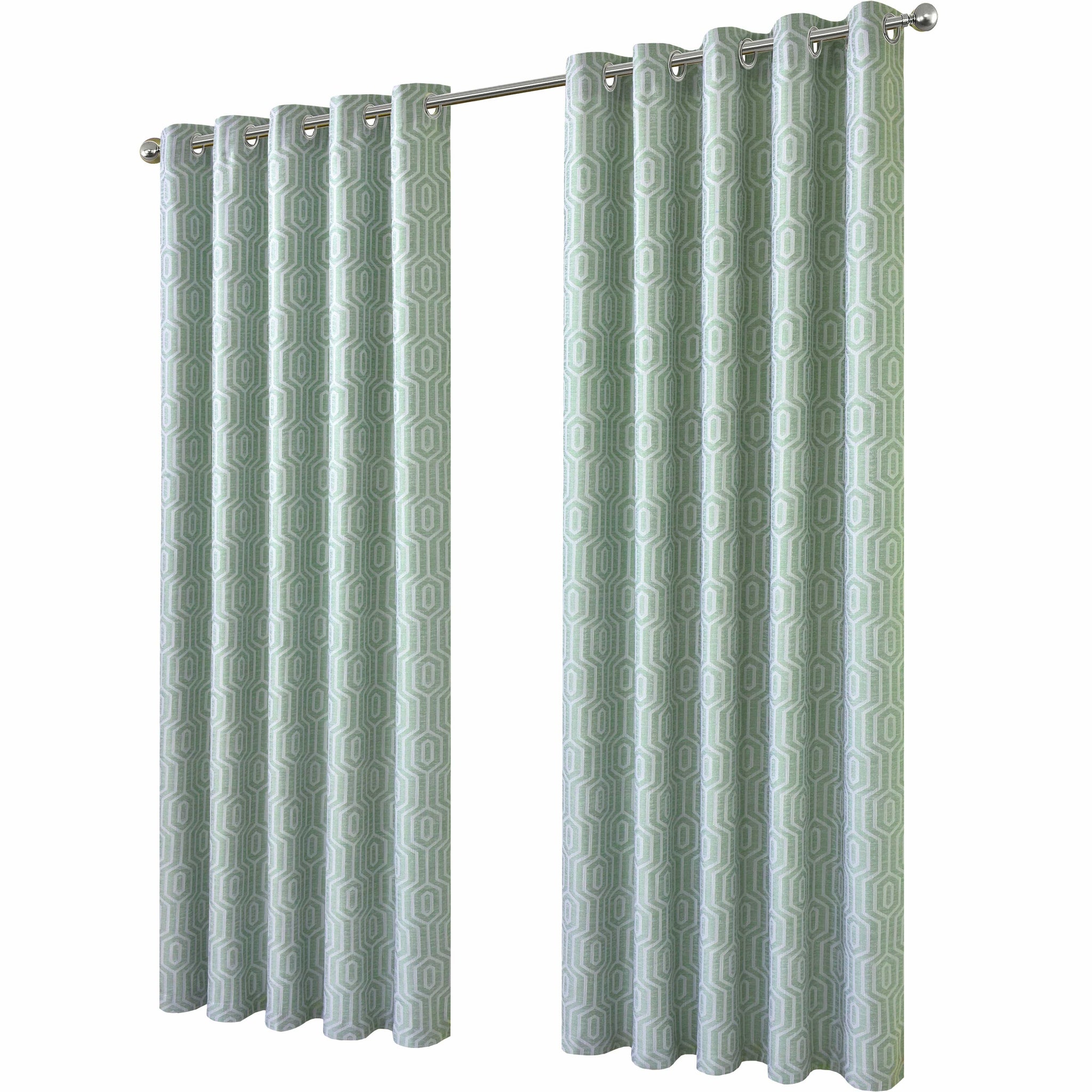 Paris Eyelet Jacquard Curtains Sage Green Geometric Pattern Thermal Insulated Light Blocking for Bedroom Lounge by OLIVIA ROCCO