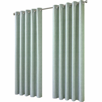 Paris Eyelet Jacquard Curtains Sage Green Geometric Pattern Thermal Insulated Light Blocking for Bedroom Lounge by OLIVIA ROCCO