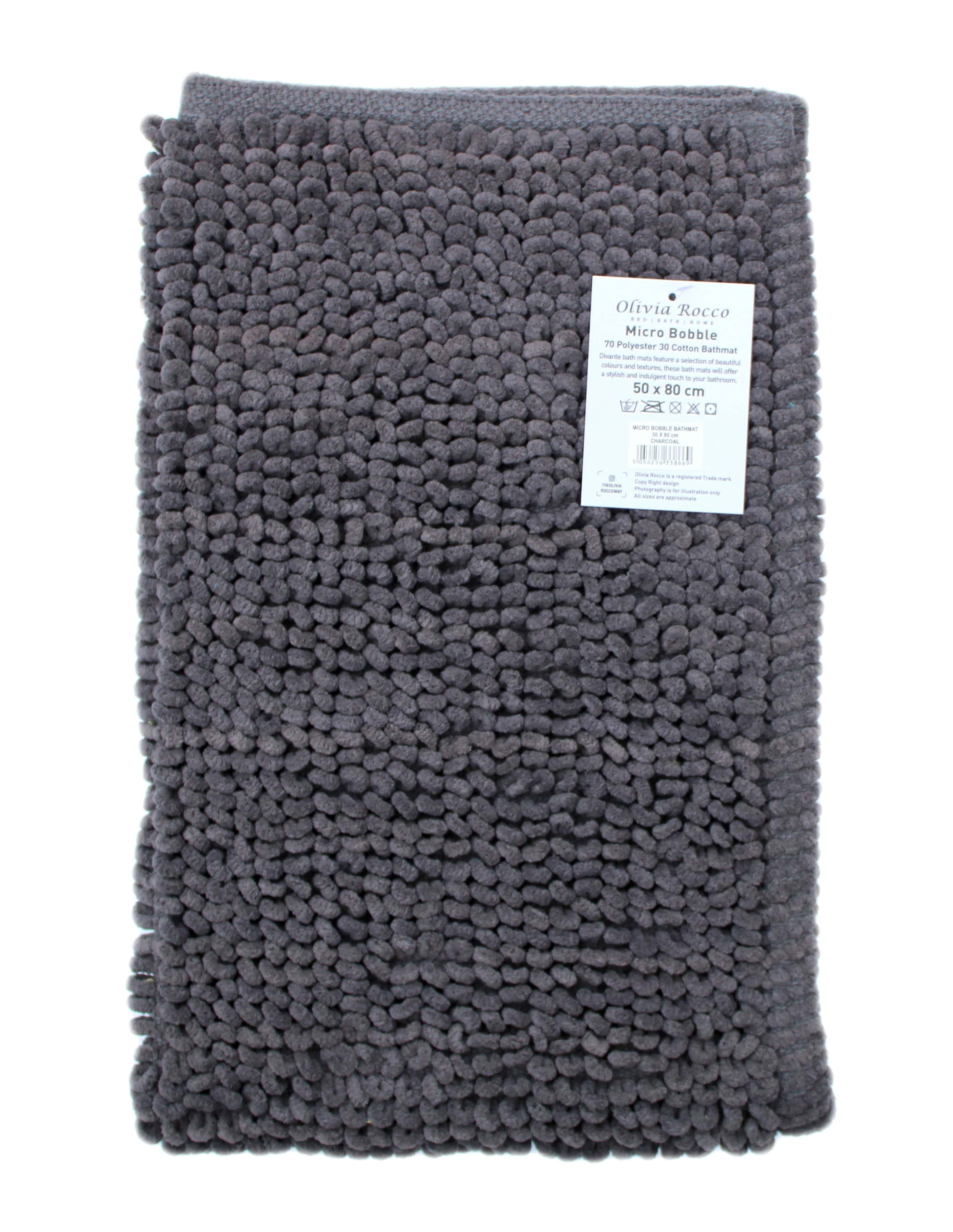 Pebbles Micro Bobble Eco-Friendly Pure Indian Cotton Hand-Woven Bath Mat with Knitted Design for Comfort and Durability by OLIVIA ROCCO