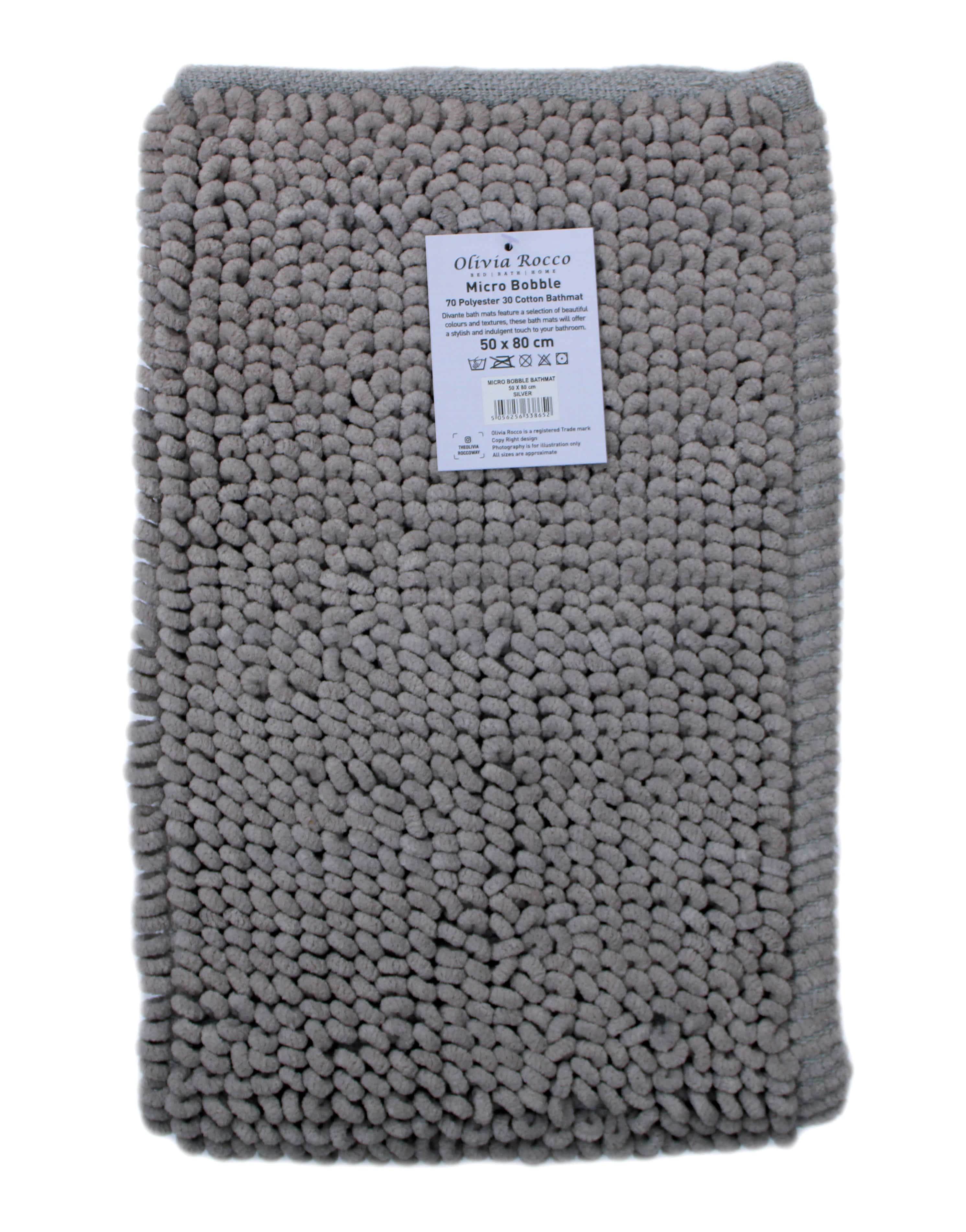 Pebbles Micro Bobble Eco-Friendly Pure Indian Cotton Hand-Woven Bath Mat with Knitted Design for Comfort and Durability by OLIVIA ROCCO