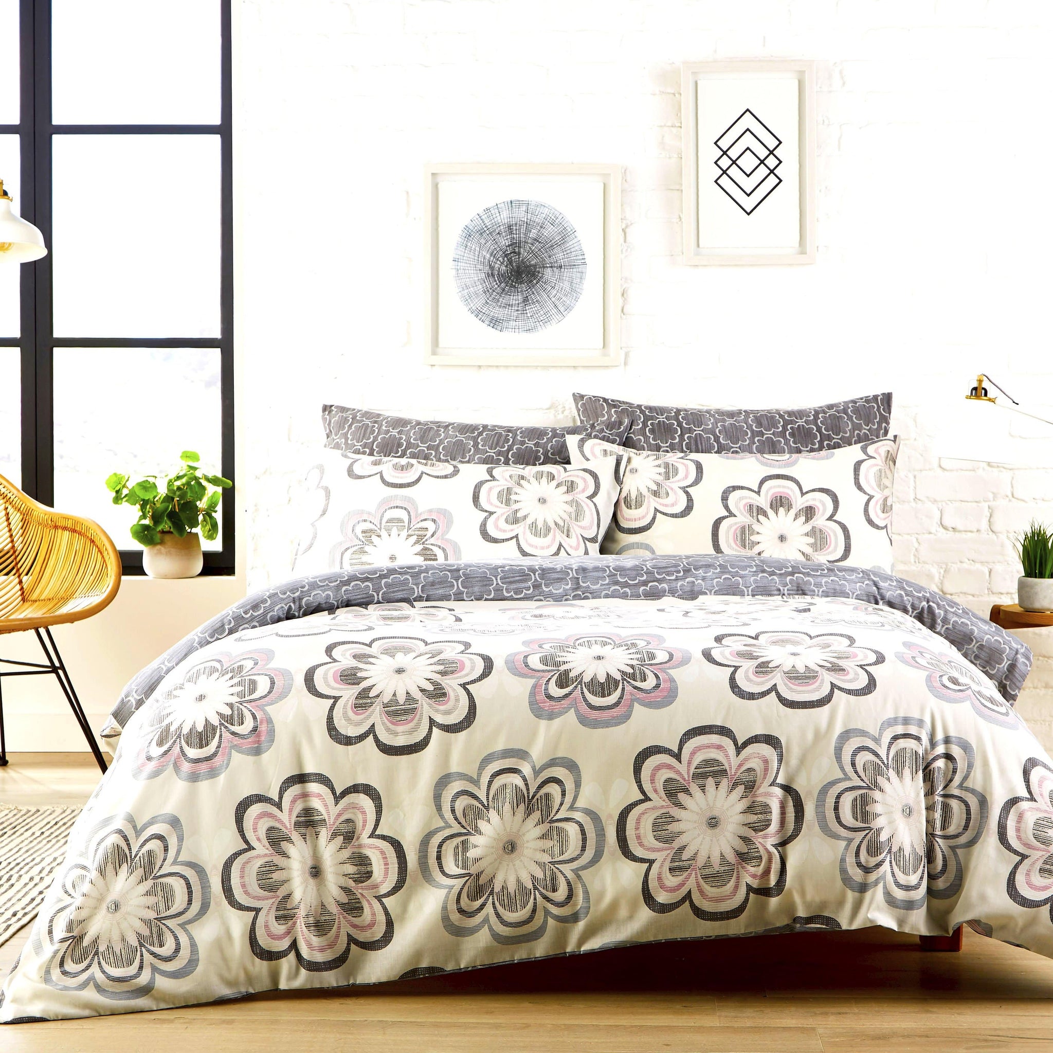 Peony Floral Cotton Rich Duvet Cover Set with Pillowcases Vibrant Modern Luxury Bedding Available in Single Double King Super King by OLIVIA ROCCO