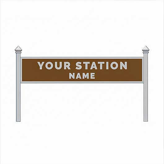 OO Scale | Pre-Coloured | Single-Sided Personalised Steam-Era Station Name Board - Style 1 - Two Lines of Text