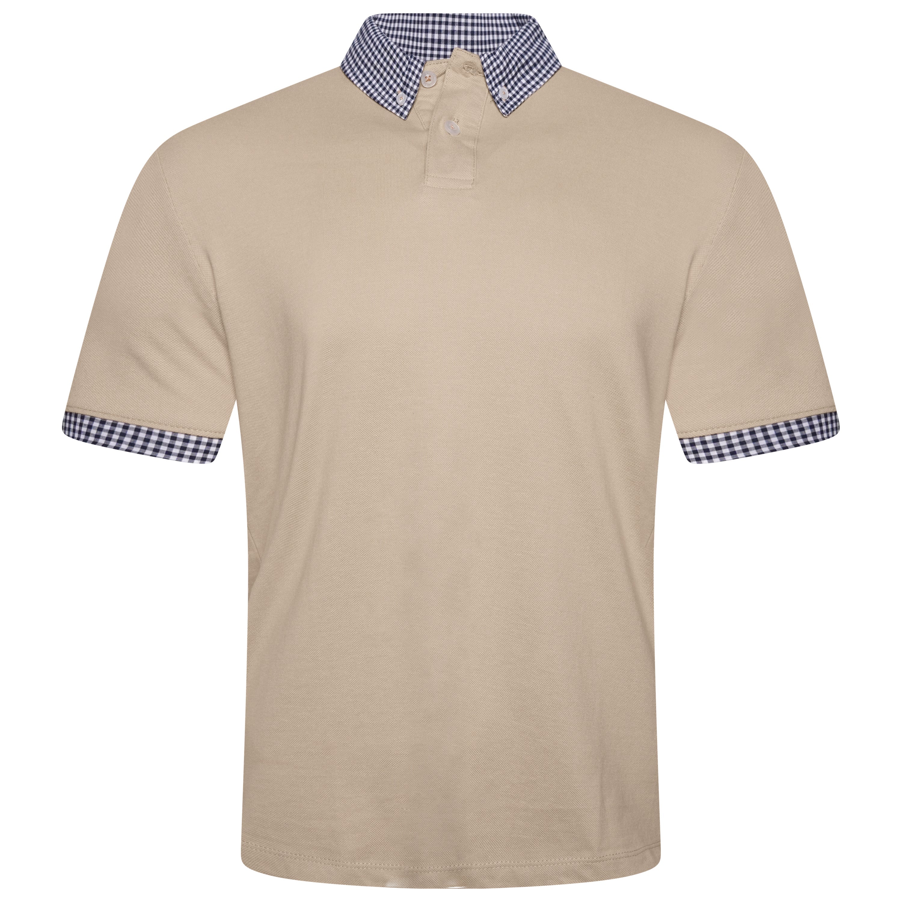Evryone Check Collar Short Sleeve Polo Shirt