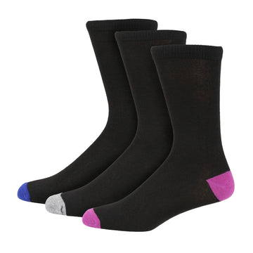 Contrast Coloured 3 Pairs Lightweight Elasticated Socks