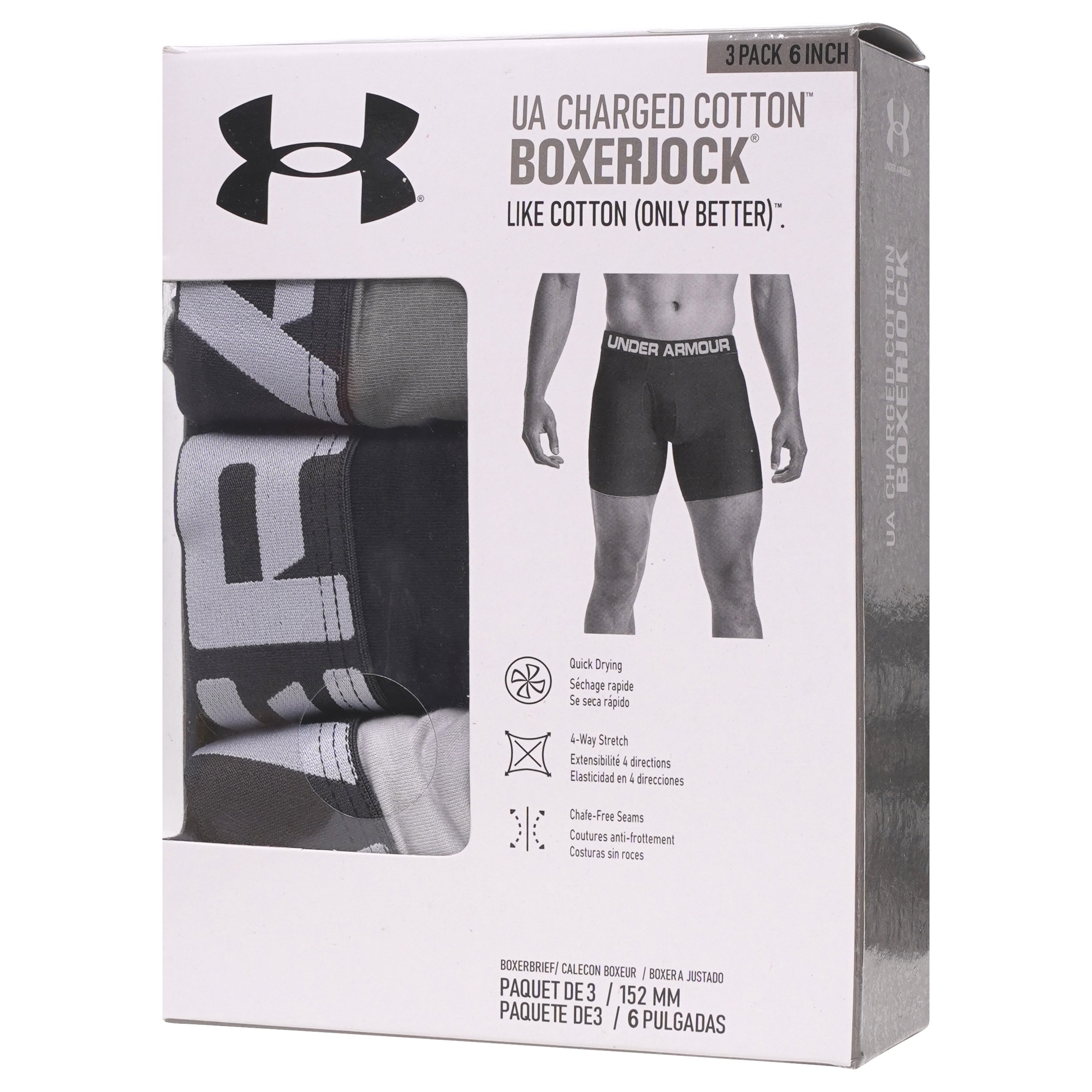 Under Armour 6" Charged Cotton 3 Pack Boxerjocks