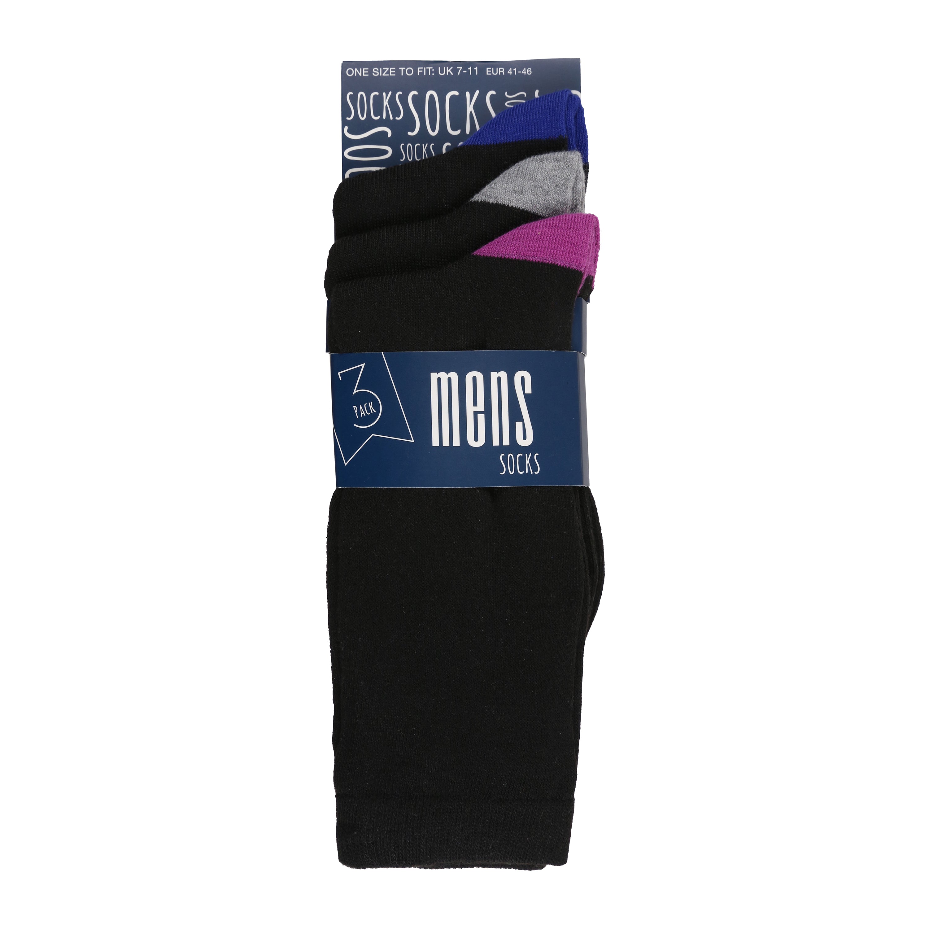 Contrast Coloured 3 Pairs Lightweight Elasticated Socks