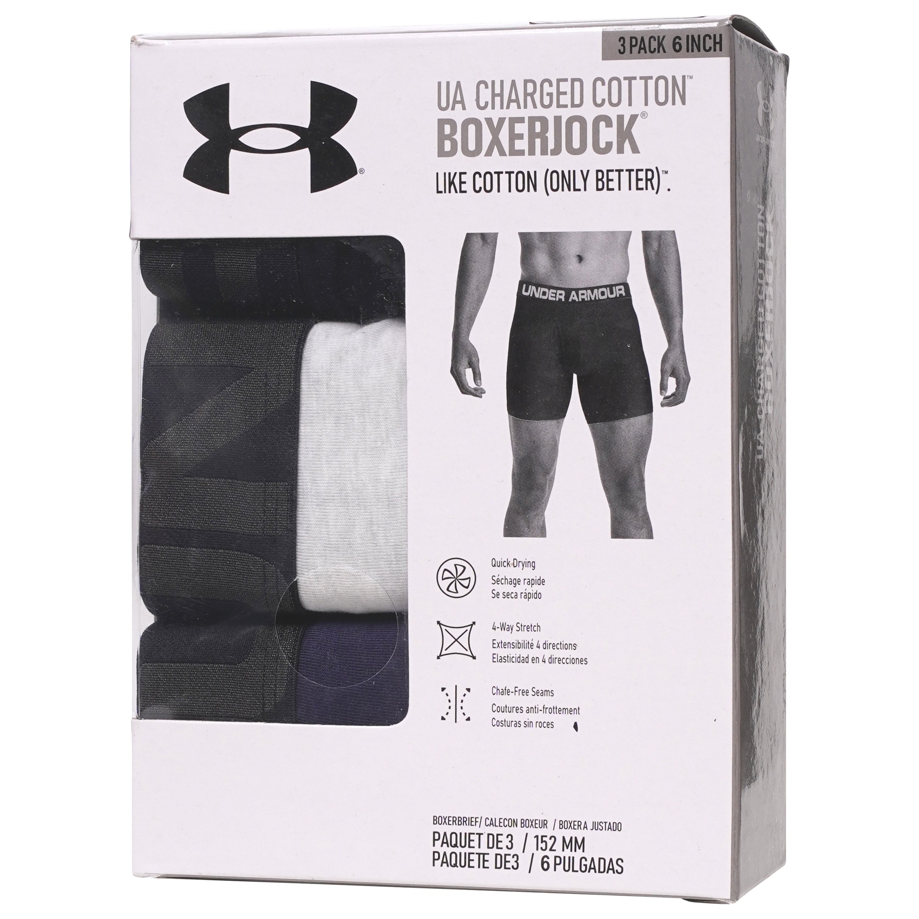 Under Armour 6" Charged Cotton 3 Pack Boxerjocks