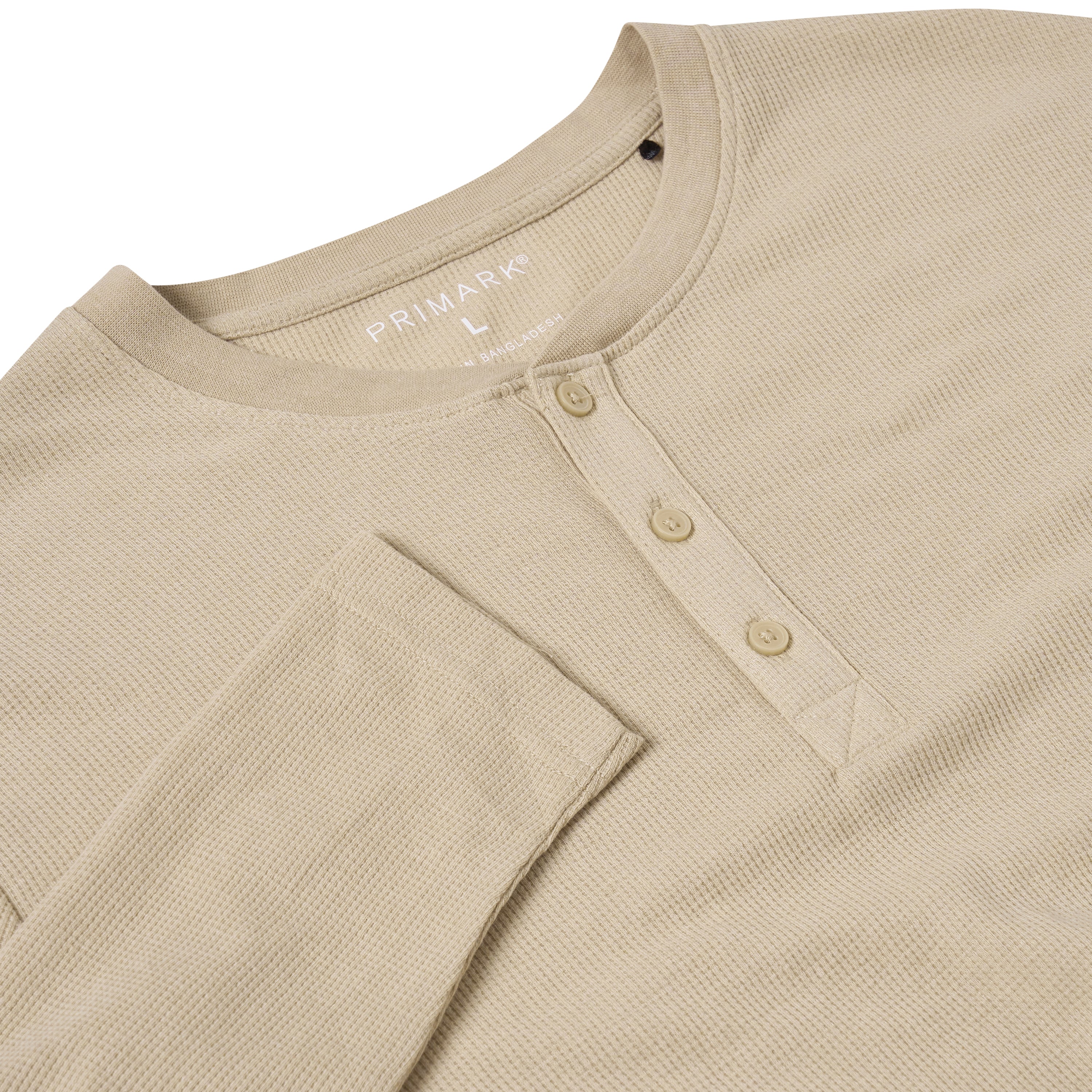 Henley Waffle Knit Long Sleeve Top