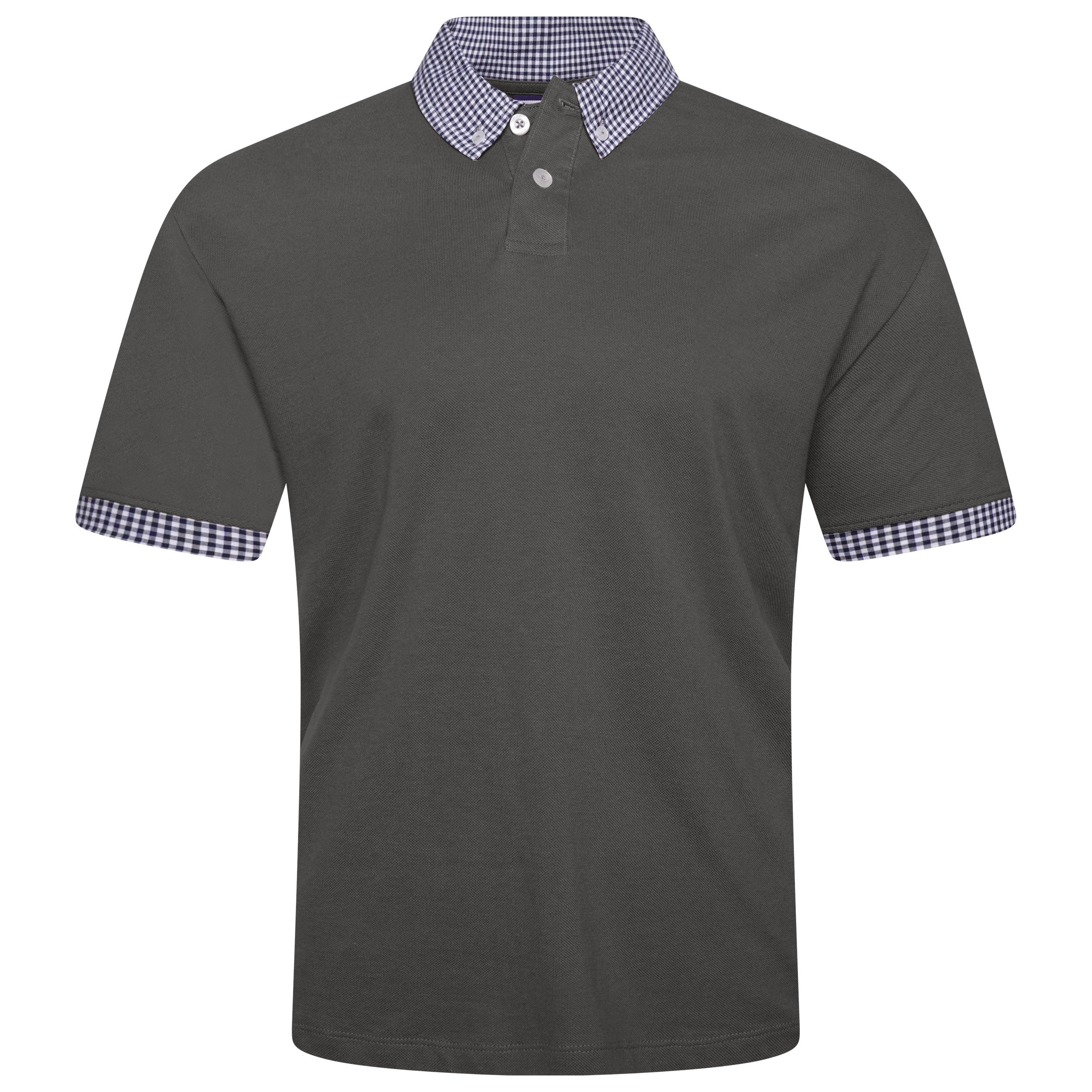 Evryone Check Collar Short Sleeve Polo Shirt
