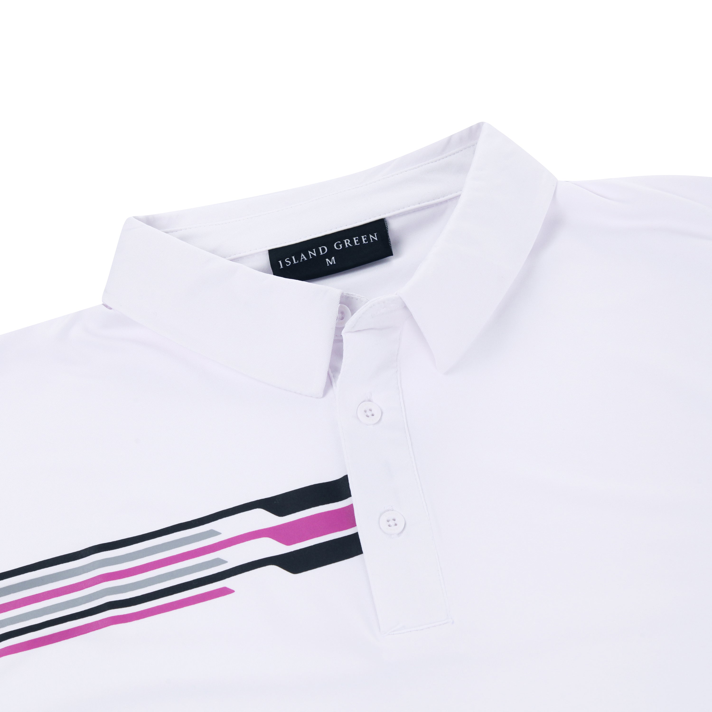 Island Green Racing Stripe Print Golf Sport Polo Shirt