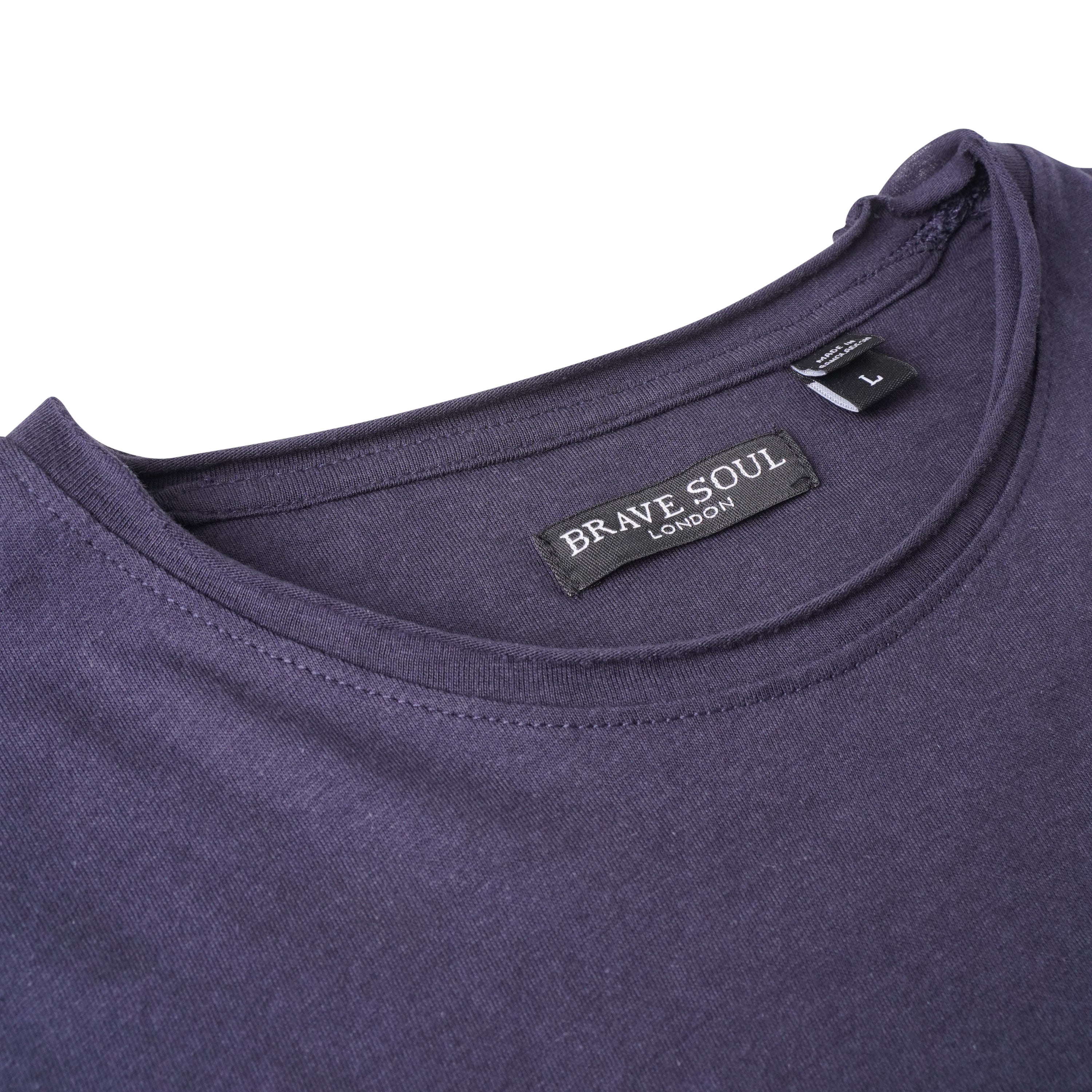 Brave Soul Fresher Raw Edge Cotton T-Shirt