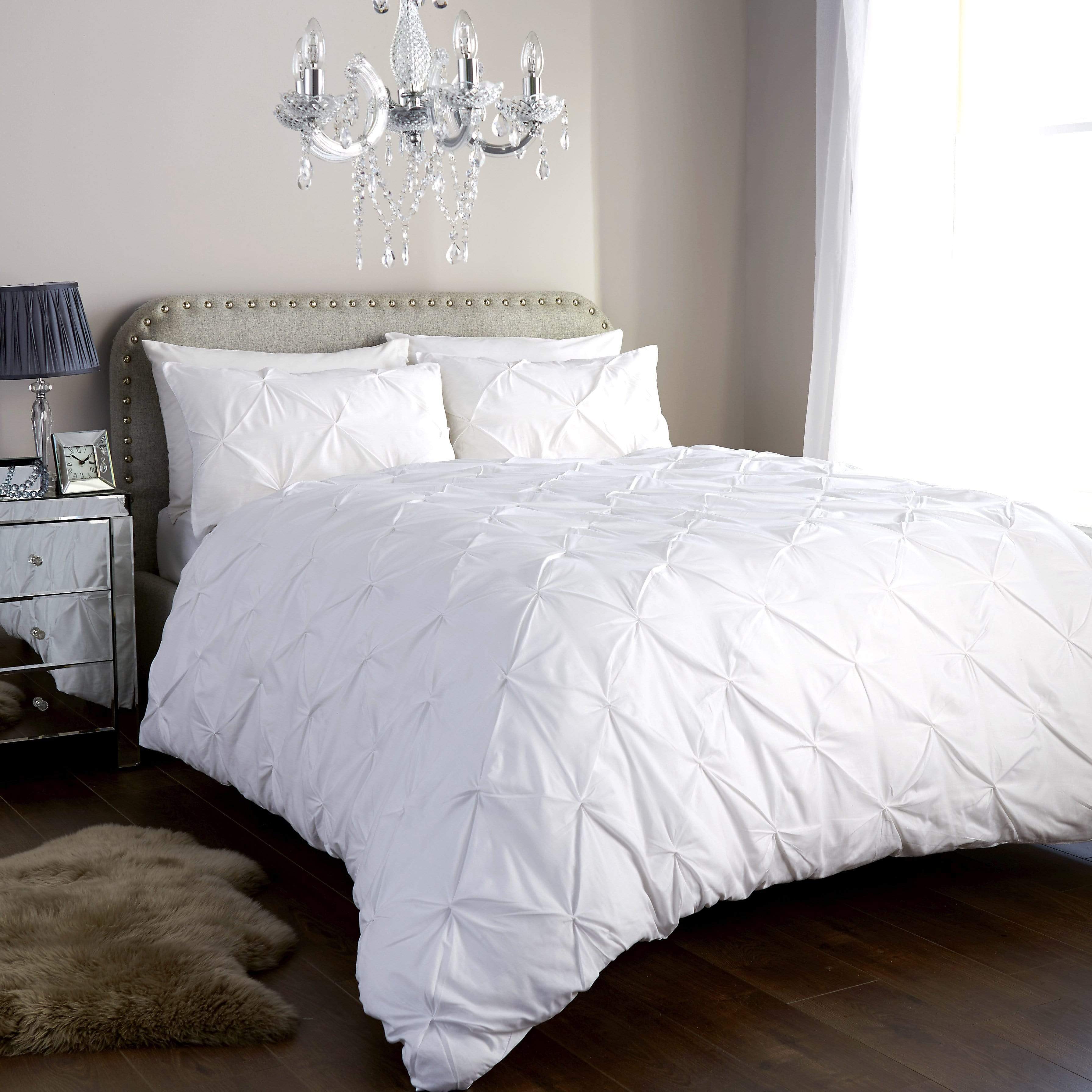 Pintuck Elegance Luxurious Cotton Rich Duvet Cover Set with Handmade Pinch Pleats Available in Single Double King and Super King Sizes OEKO-TEX Certified by OLIVIA ROCCO